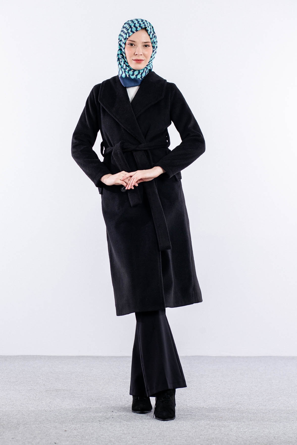 9144 Kaşe Kaban 36-48 - Siyah - 1