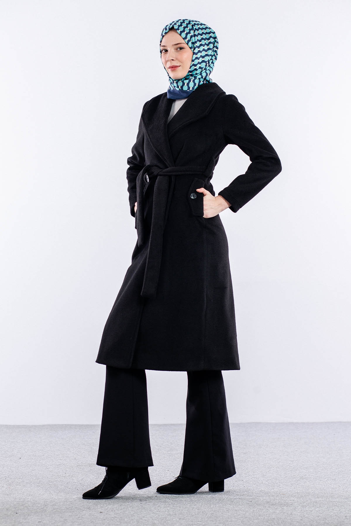 9144 Kaşe Kaban 36-48 - Siyah - 4