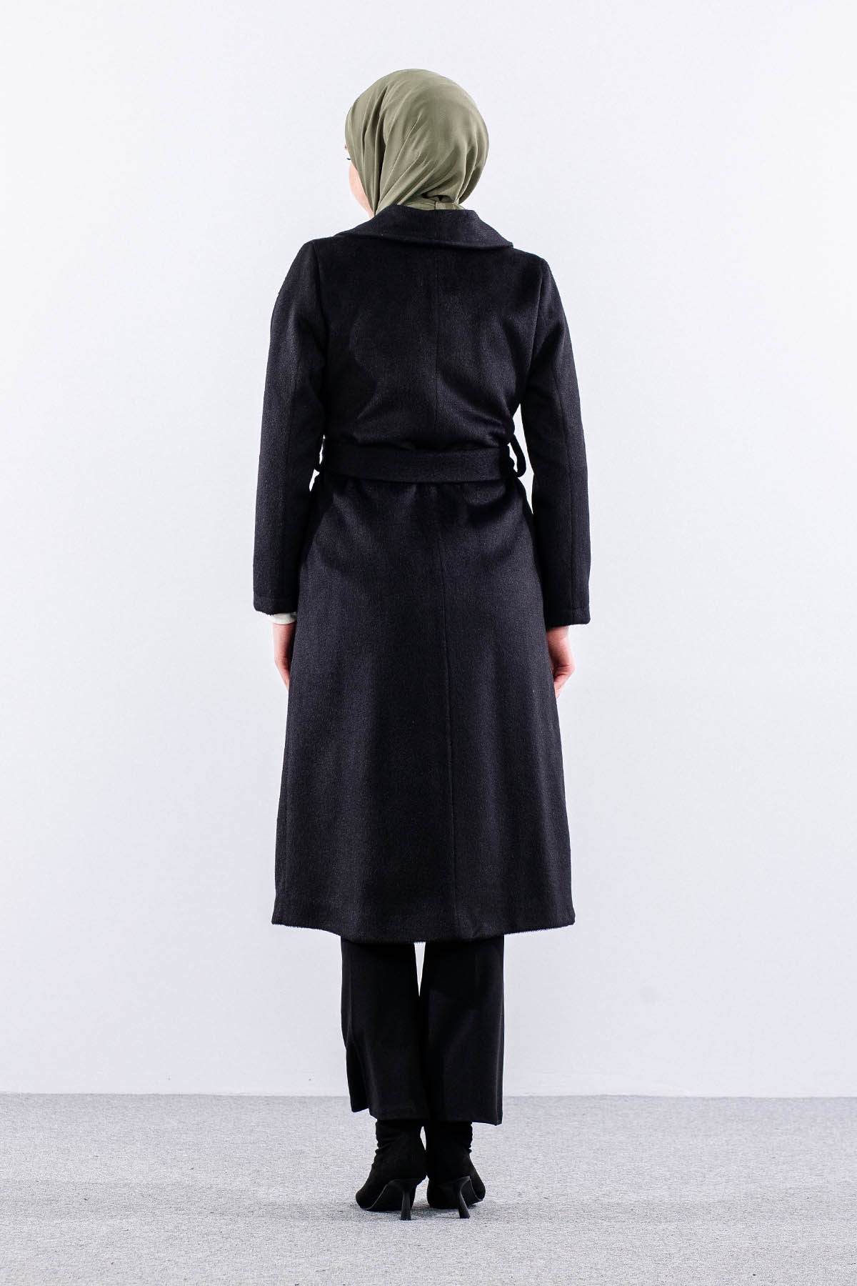 9144 Kaşe Kaban 38-48 - Siyah - 5