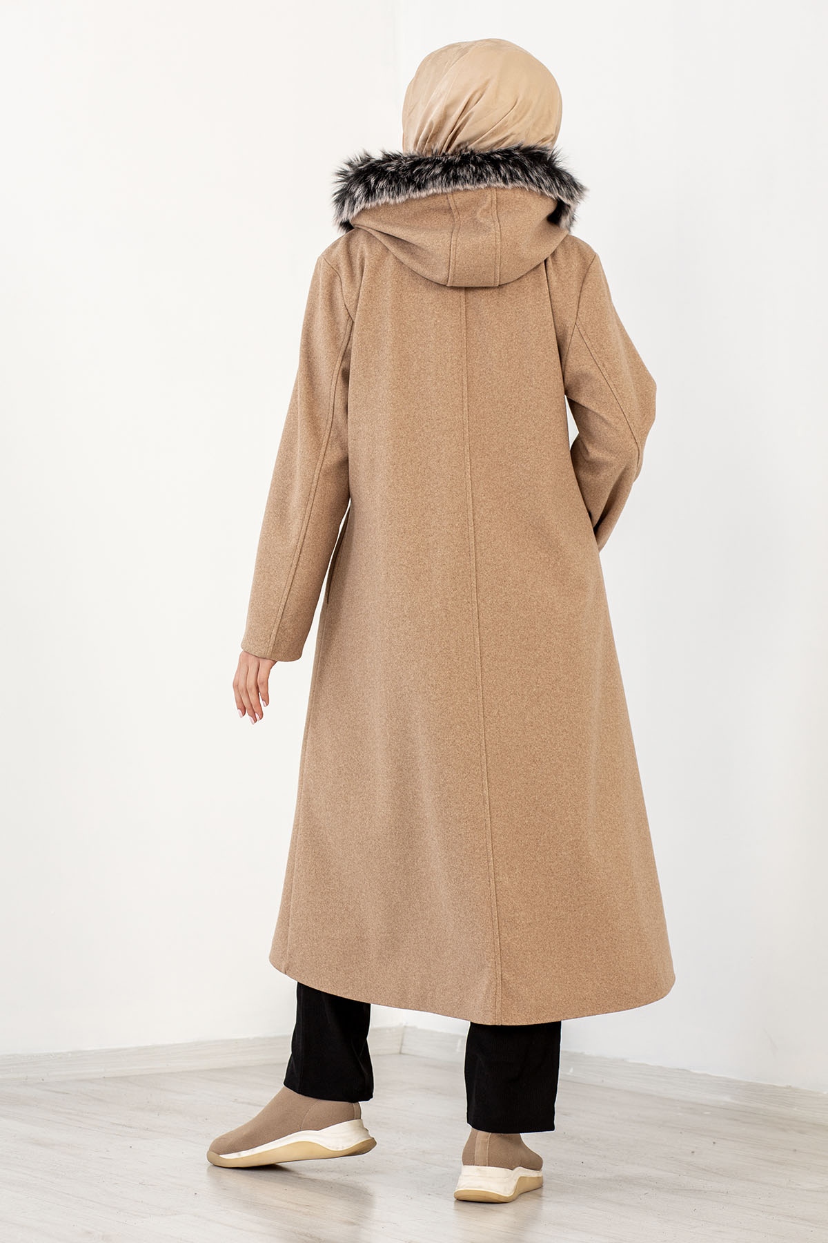 9150 Kapş Kaşe Kaban 44-52 - Camel - 6