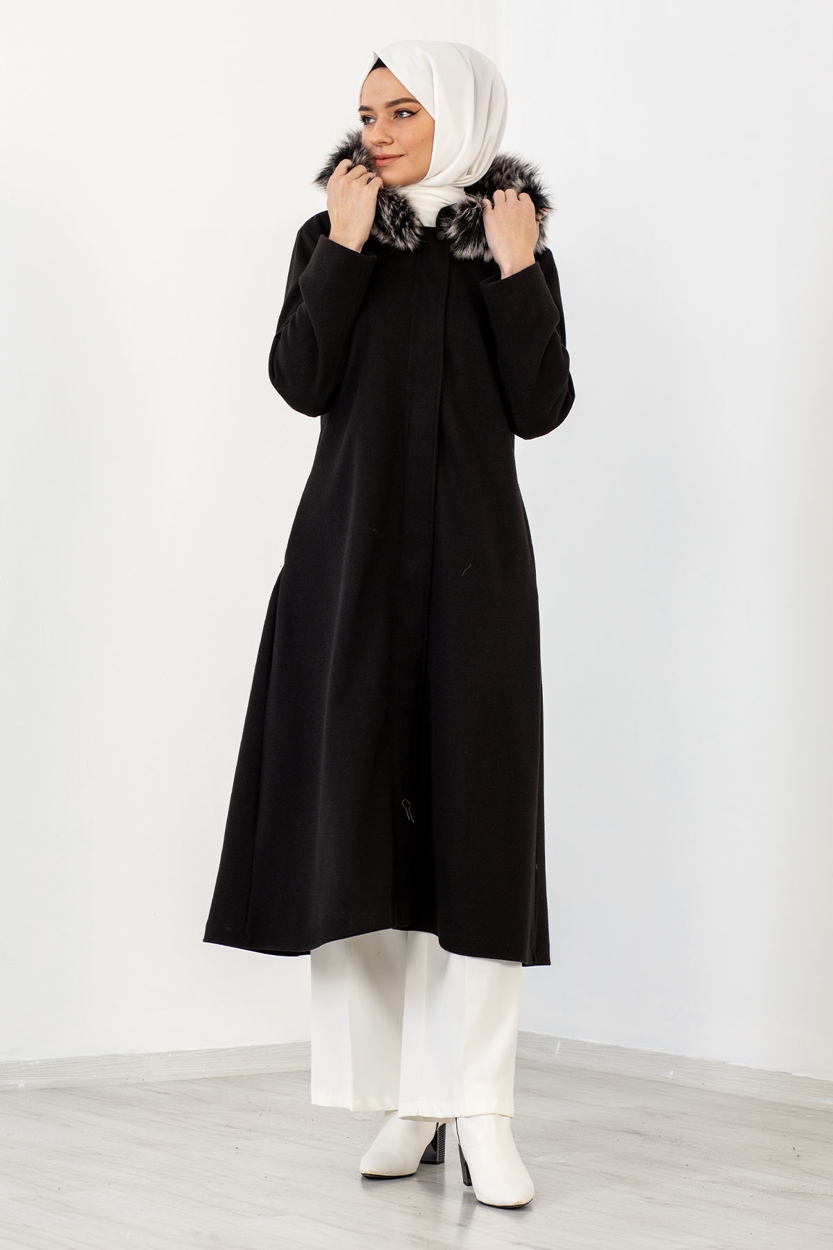 9150 Kapş Kaşe Kaban 44-52 - Siyah - 2