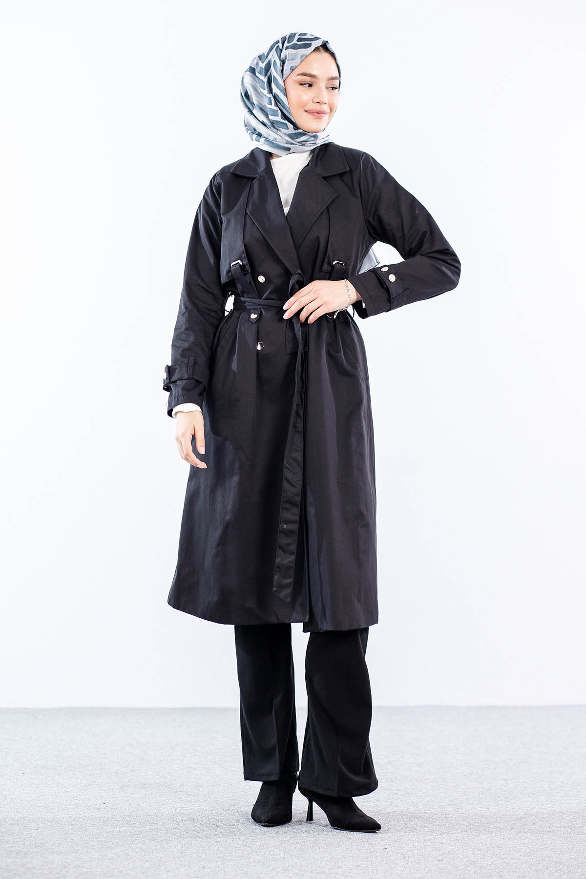 9153 Trençkot 38-46 - Siyah - 1