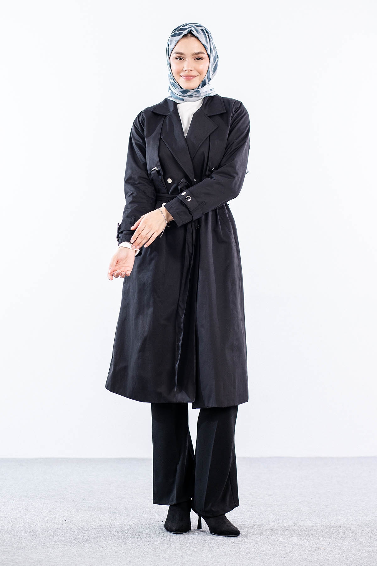 9153 Trençkot 38-46 - Siyah - 2