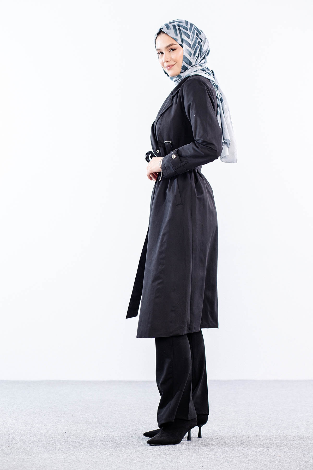 9153 Trençkot 38-46 - Siyah - 4