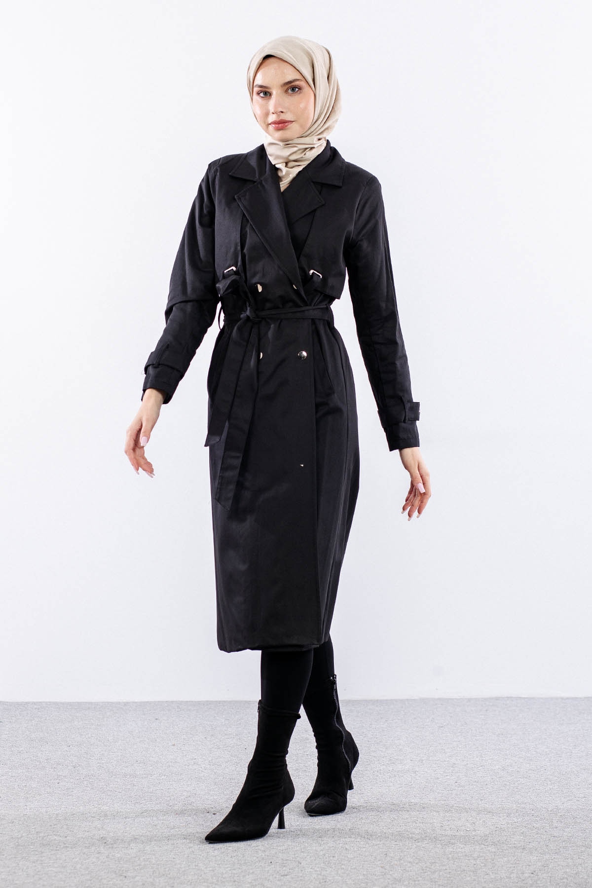 9153 Trençkot 38-46 - Siyah - - 2