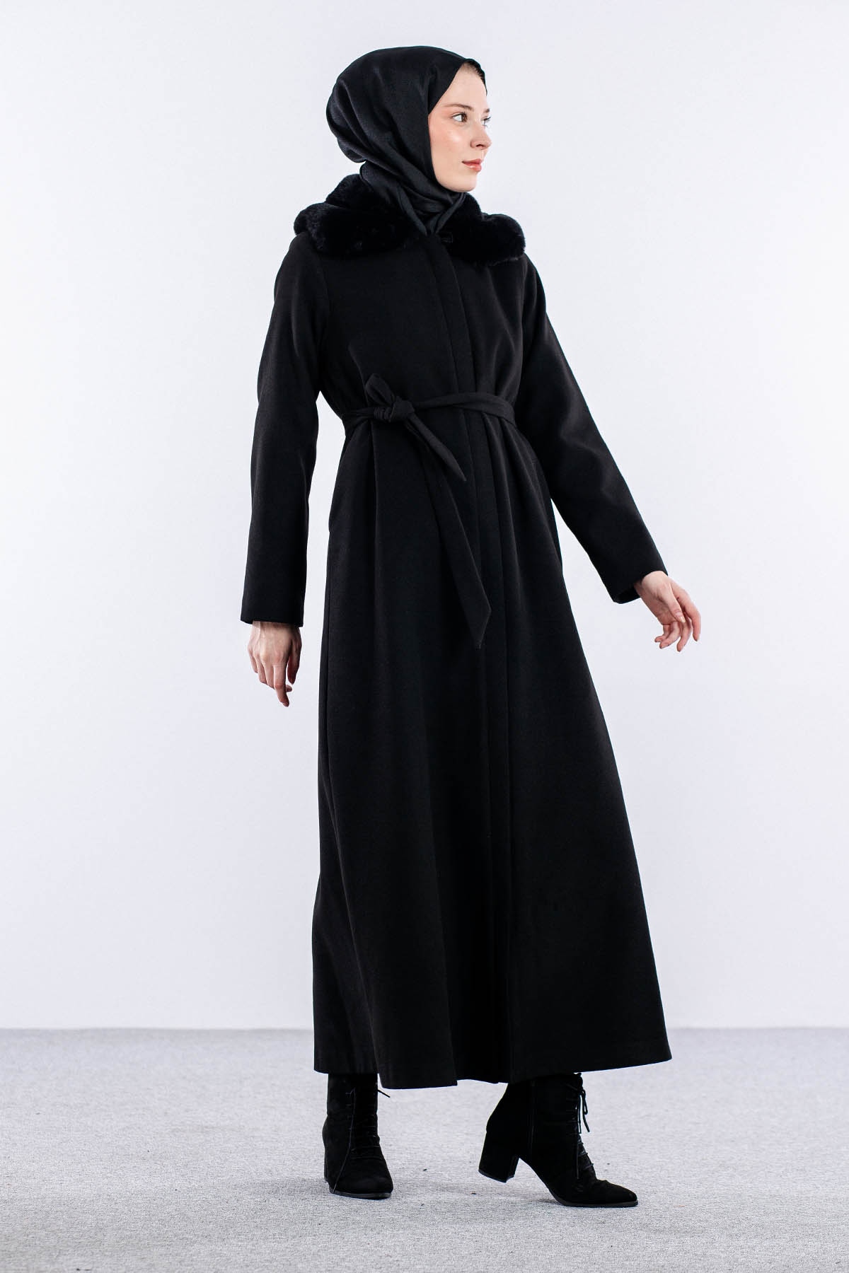 9158 Nişantaşi Kaşe Manto 1-6 - Siyah - 4