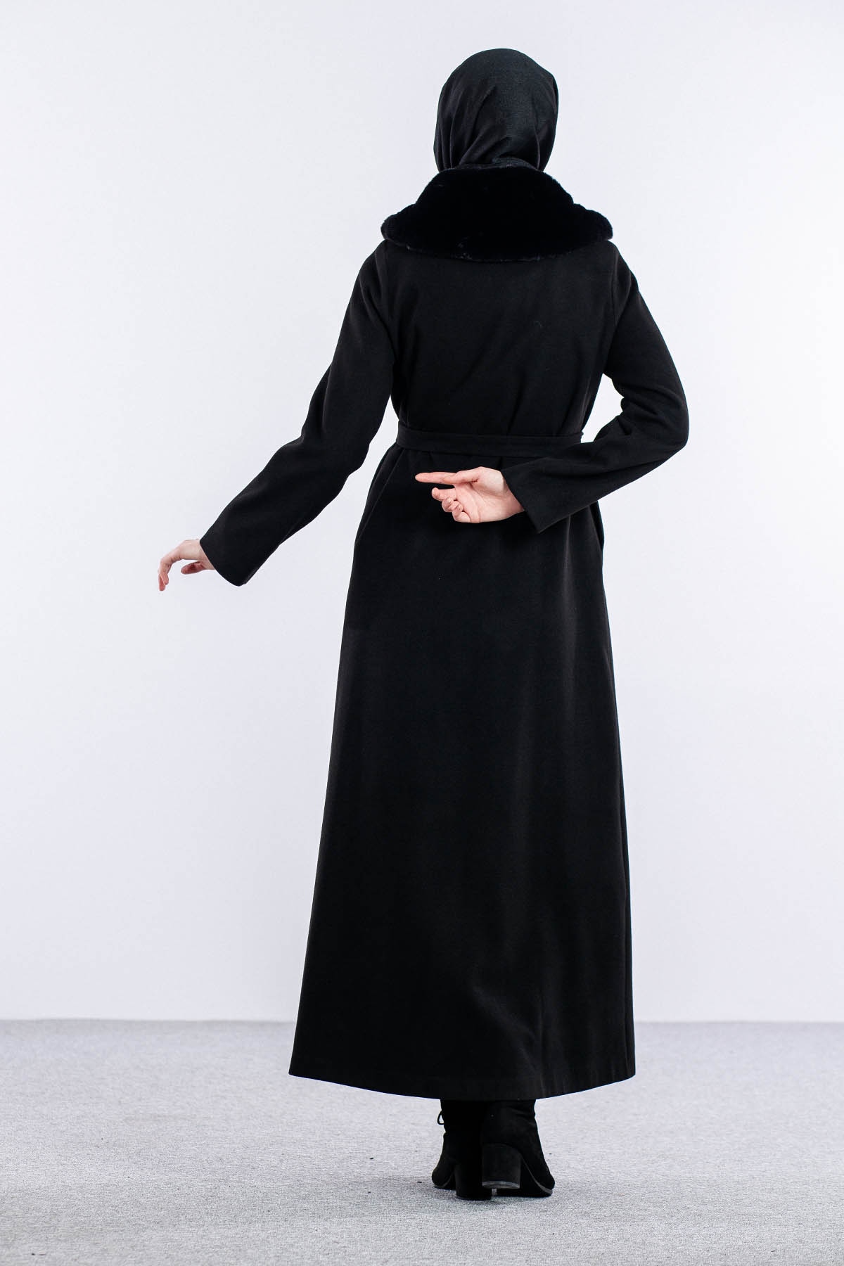 9158 Nişantaşi Kaşe Manto 1-6 - Siyah - 5