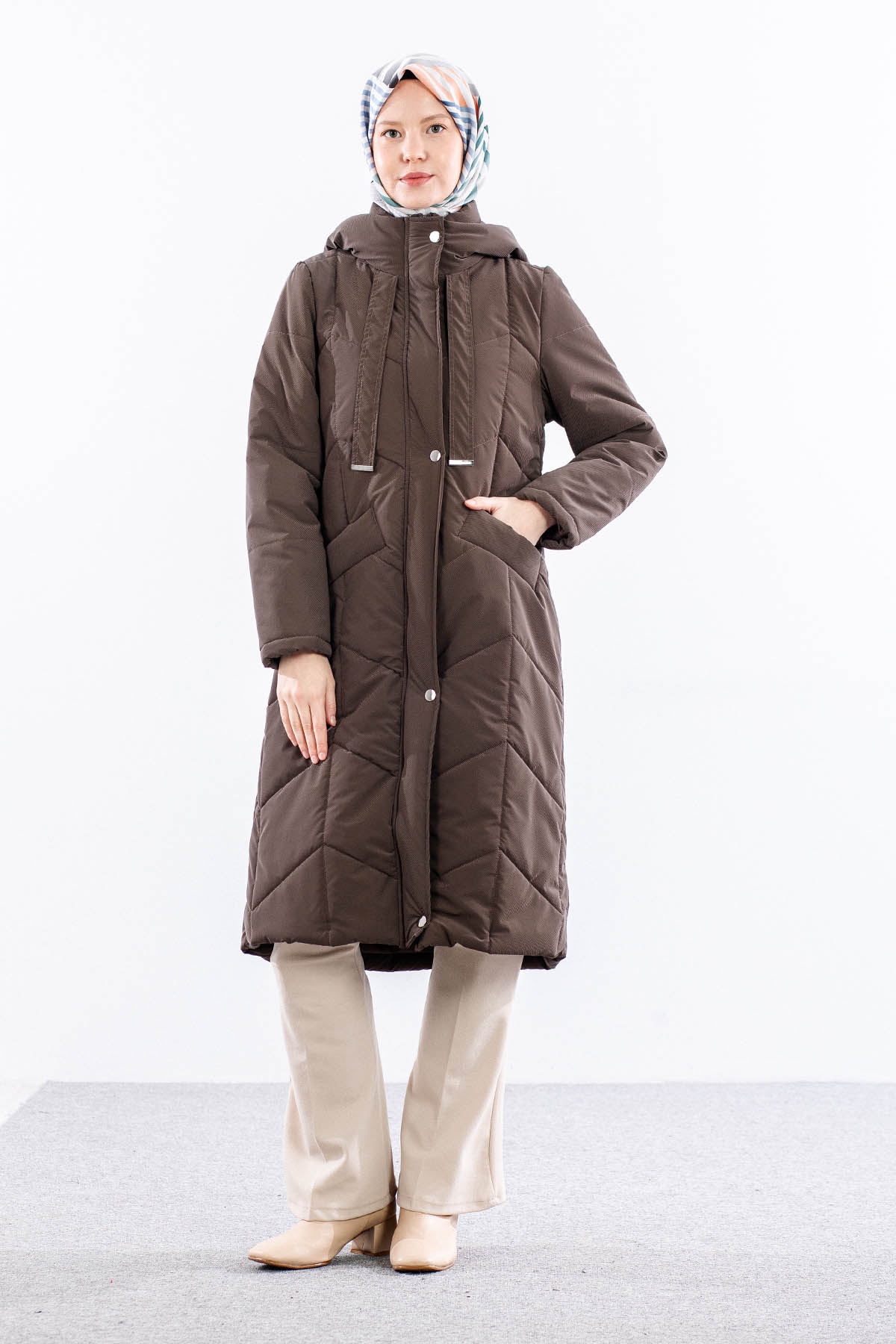 9159 Kapitone Kaban 40-48 - Kahve - 1