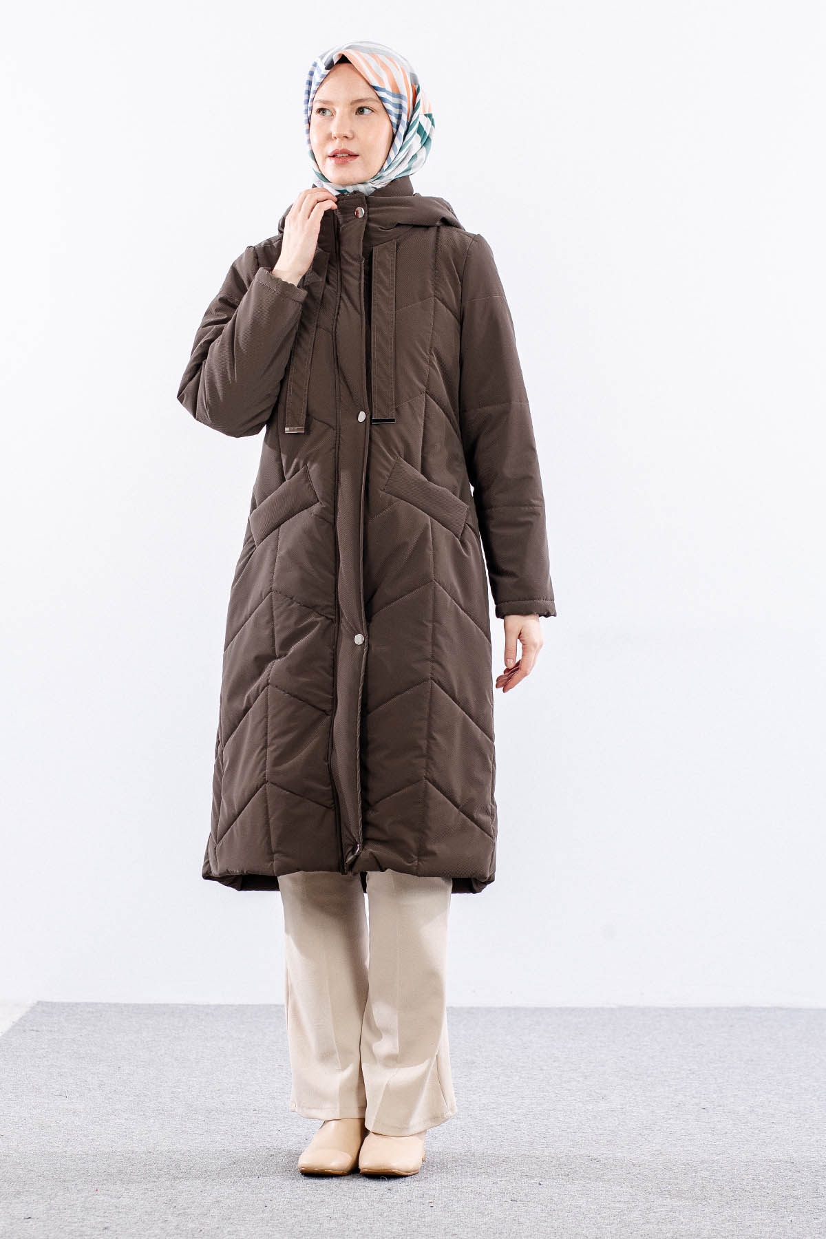 9159 Kapitone Kaban 40-48 - Kahve - 2