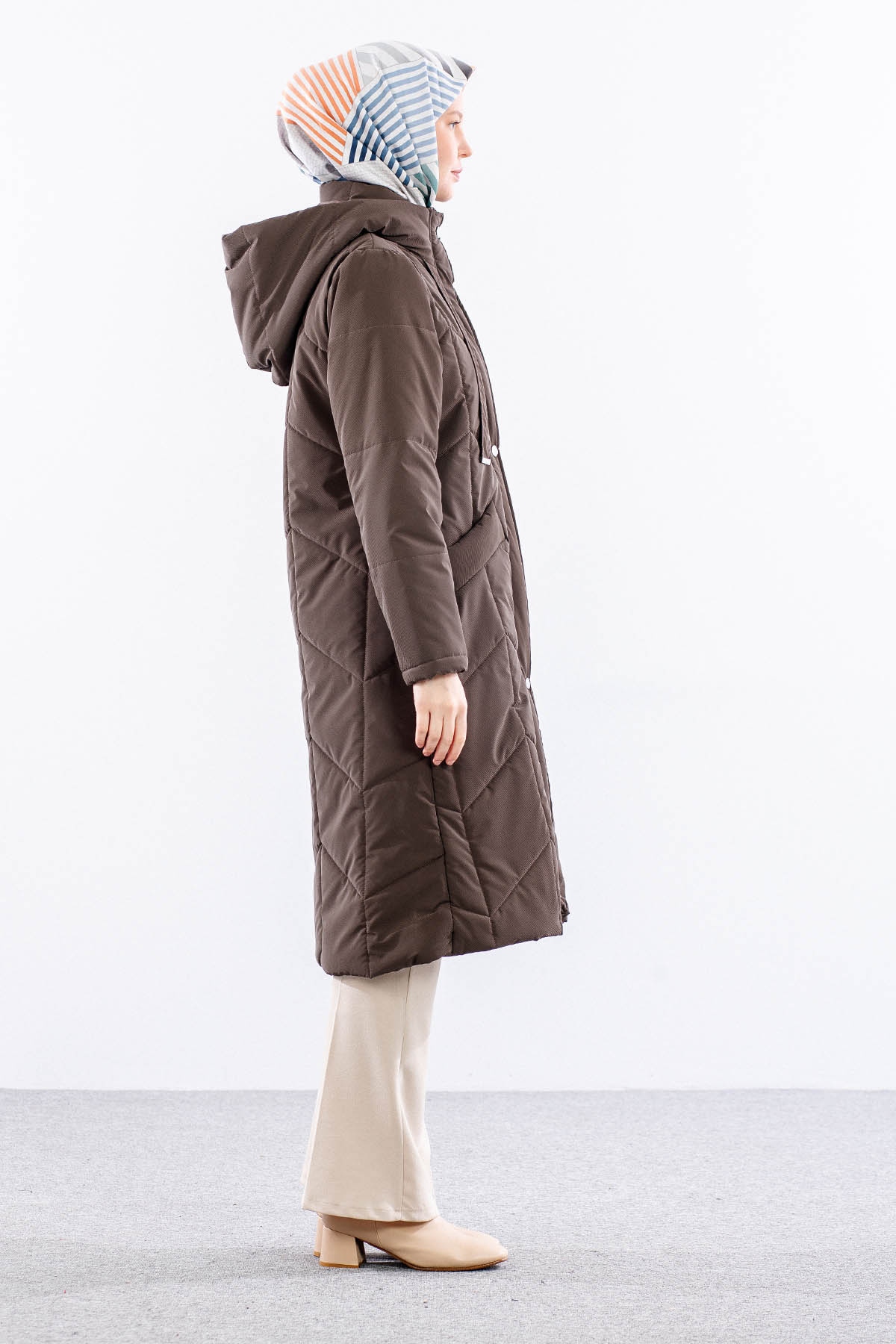 9159 Kapitone Kaban 40-48 - Kahve - 4