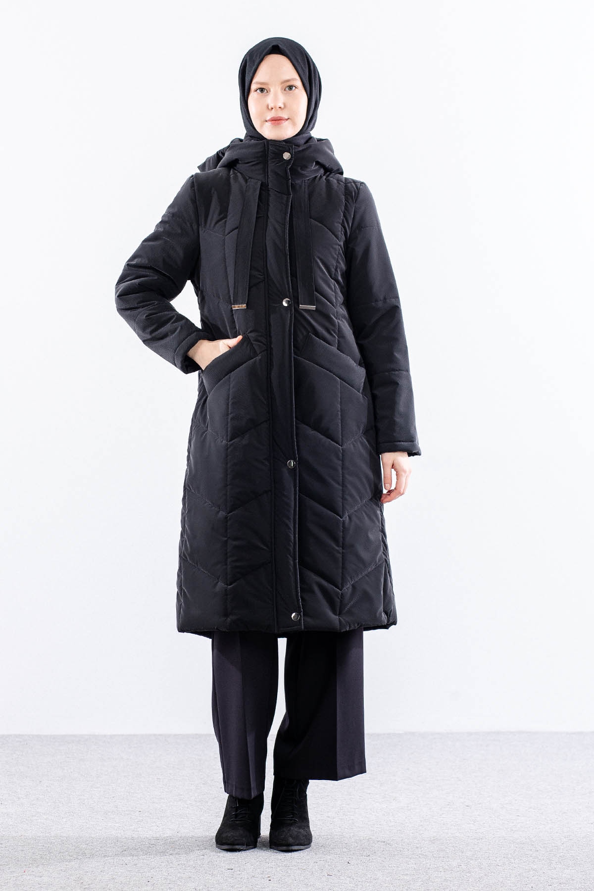 9159 Kapitone Kaban 40-48 - Siyah - 1