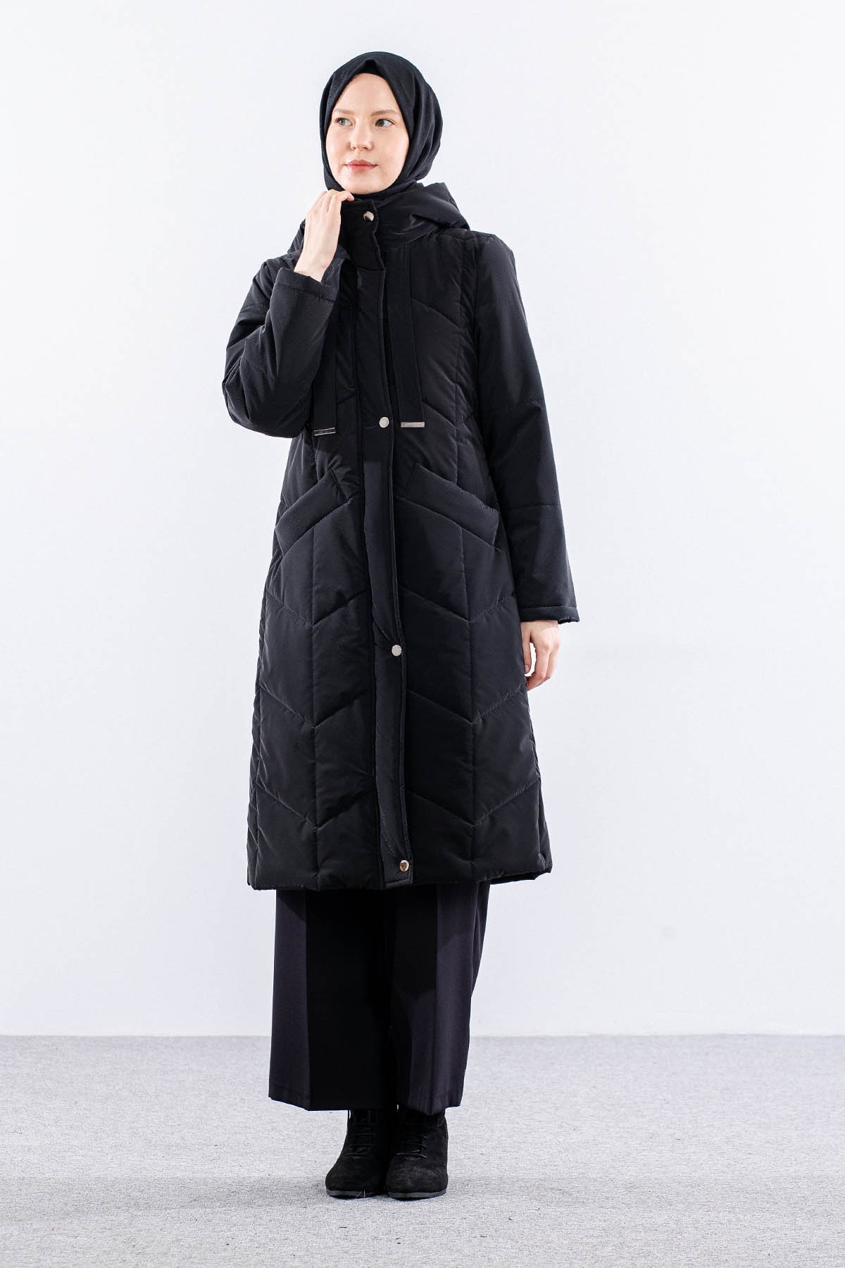 9159 Kapitone Kaban 40-48 - Siyah - 2