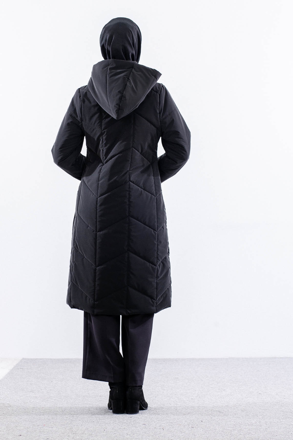 9159 Kapitone Kaban 40-48 - Siyah - 4