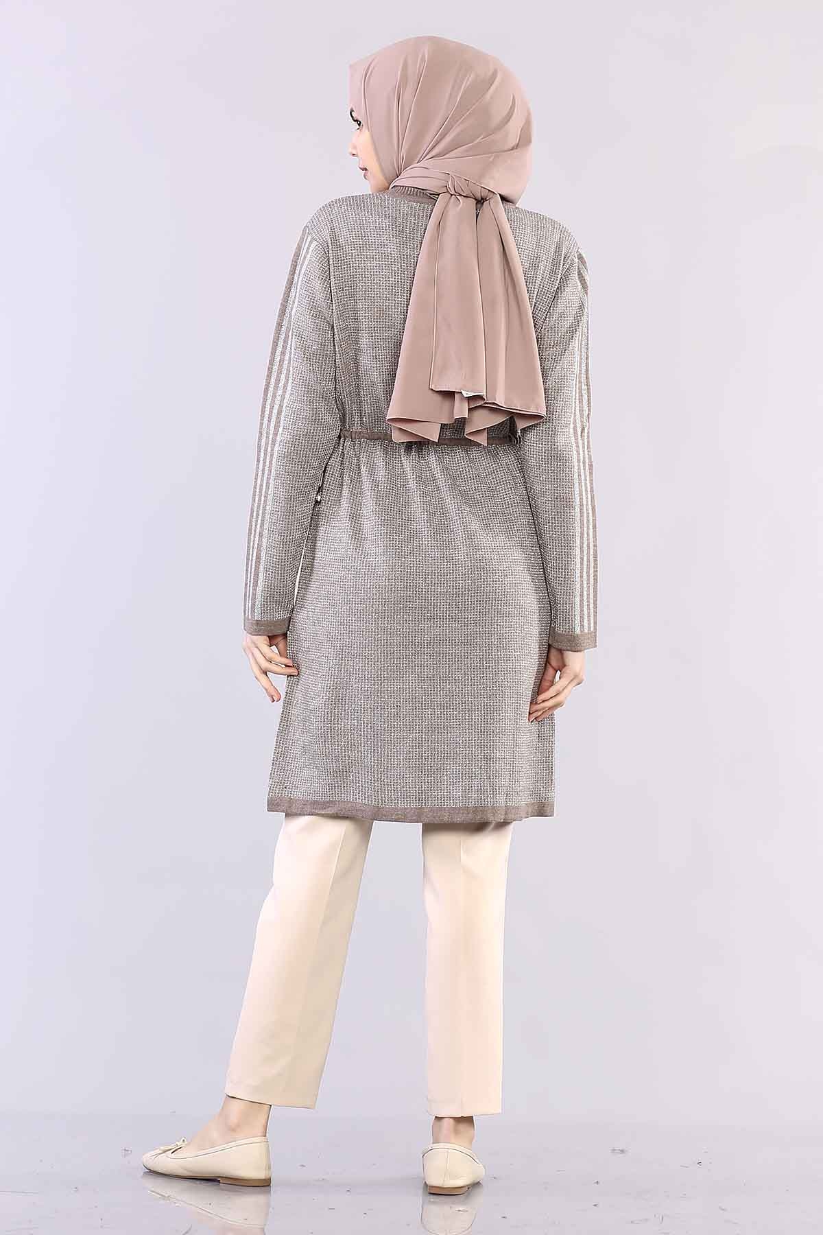 9243 Simli Tunik Tek - Kahve - 5