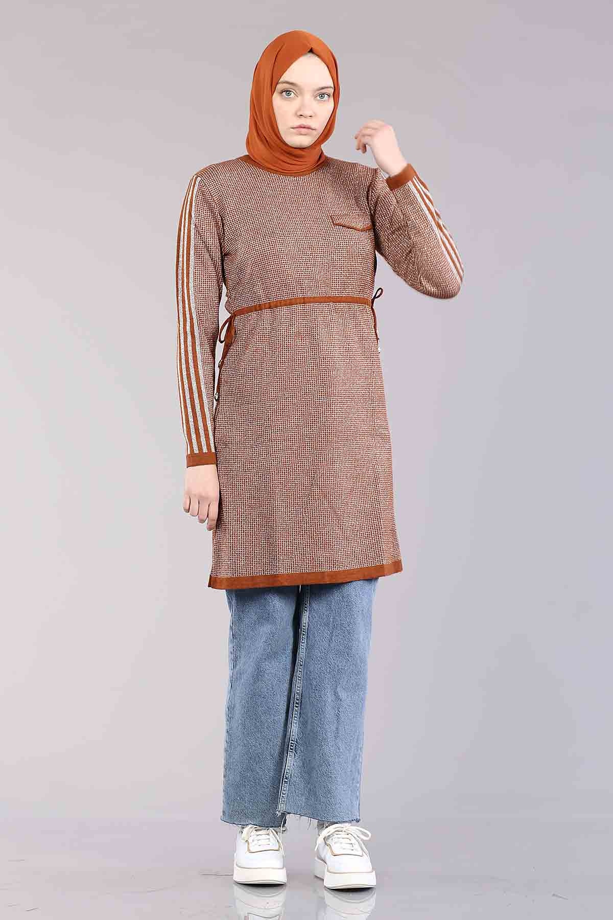 9243 Simli Tunik Tek - Kiremit - 1