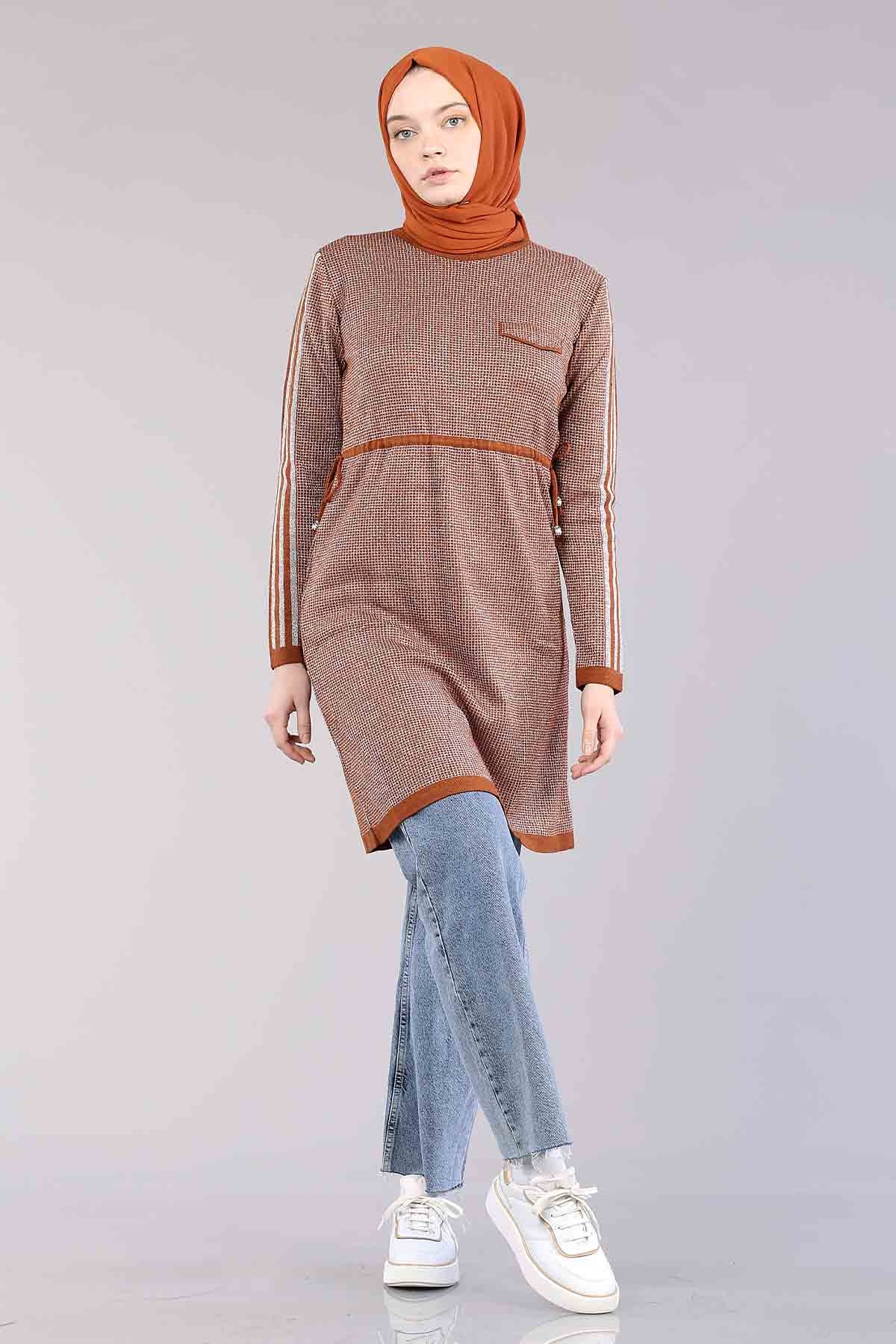 9243 Simli Tunik Tek - Kiremit - 3