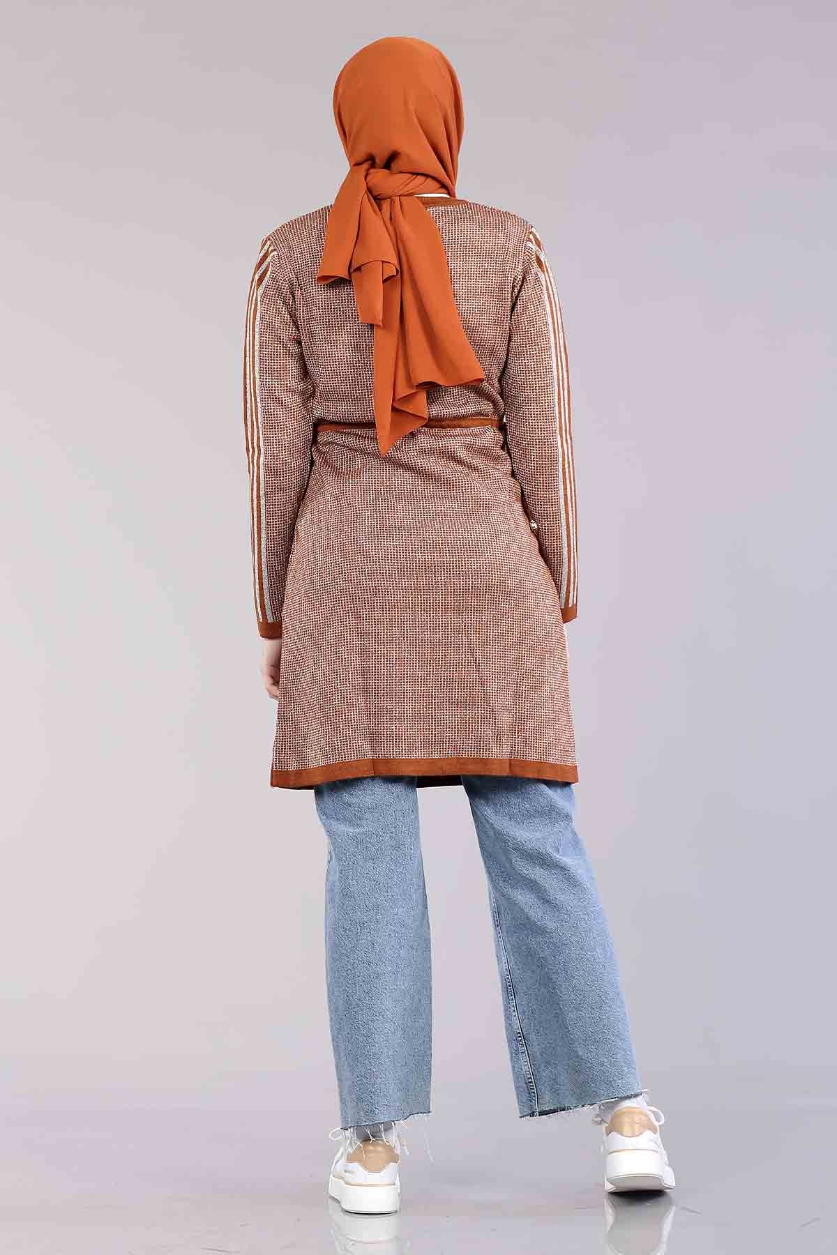 9243 Simli Tunik Tek - Kiremit - 4