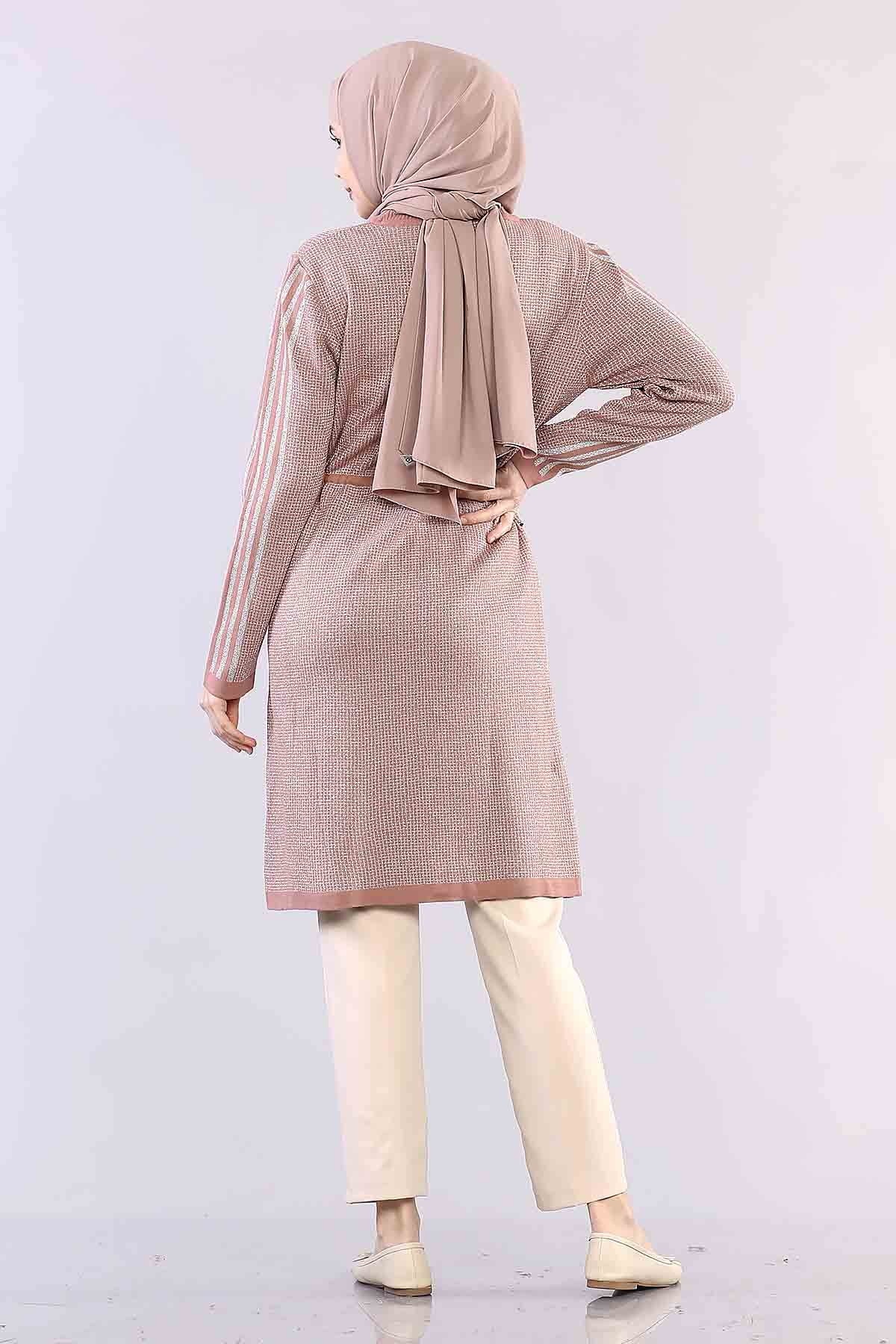 9243 Simli Tunik Tek - Pudra - 3