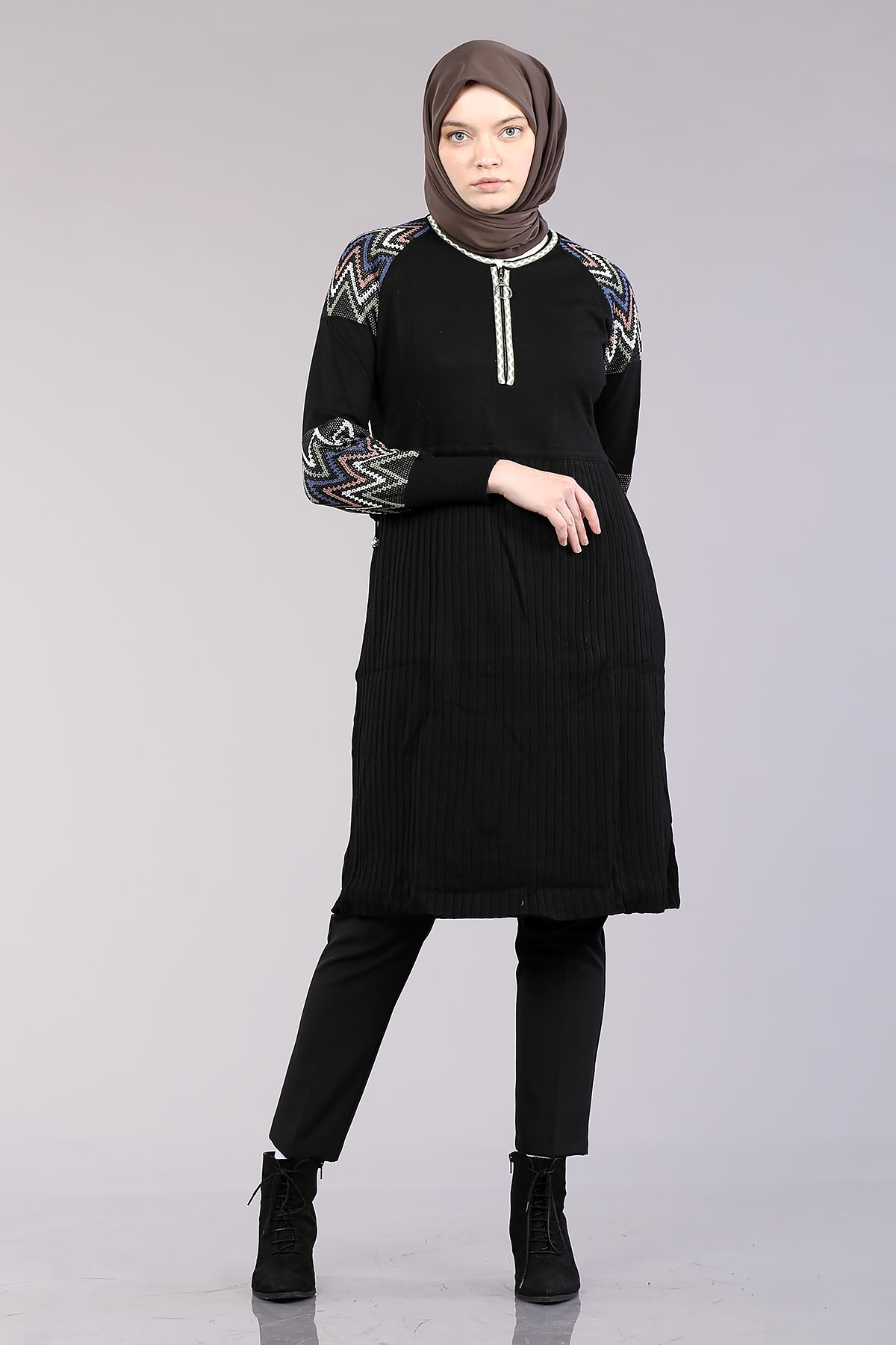 9245 örme Tunik Tek - Siyah - 2