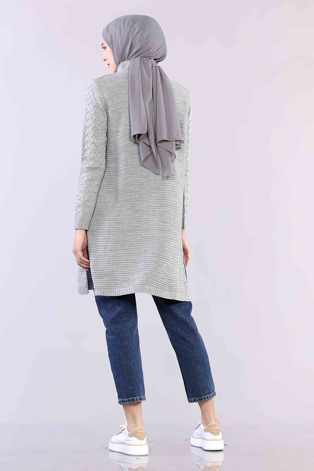 9289 örme Tunik Tek Simli - Gri - 6