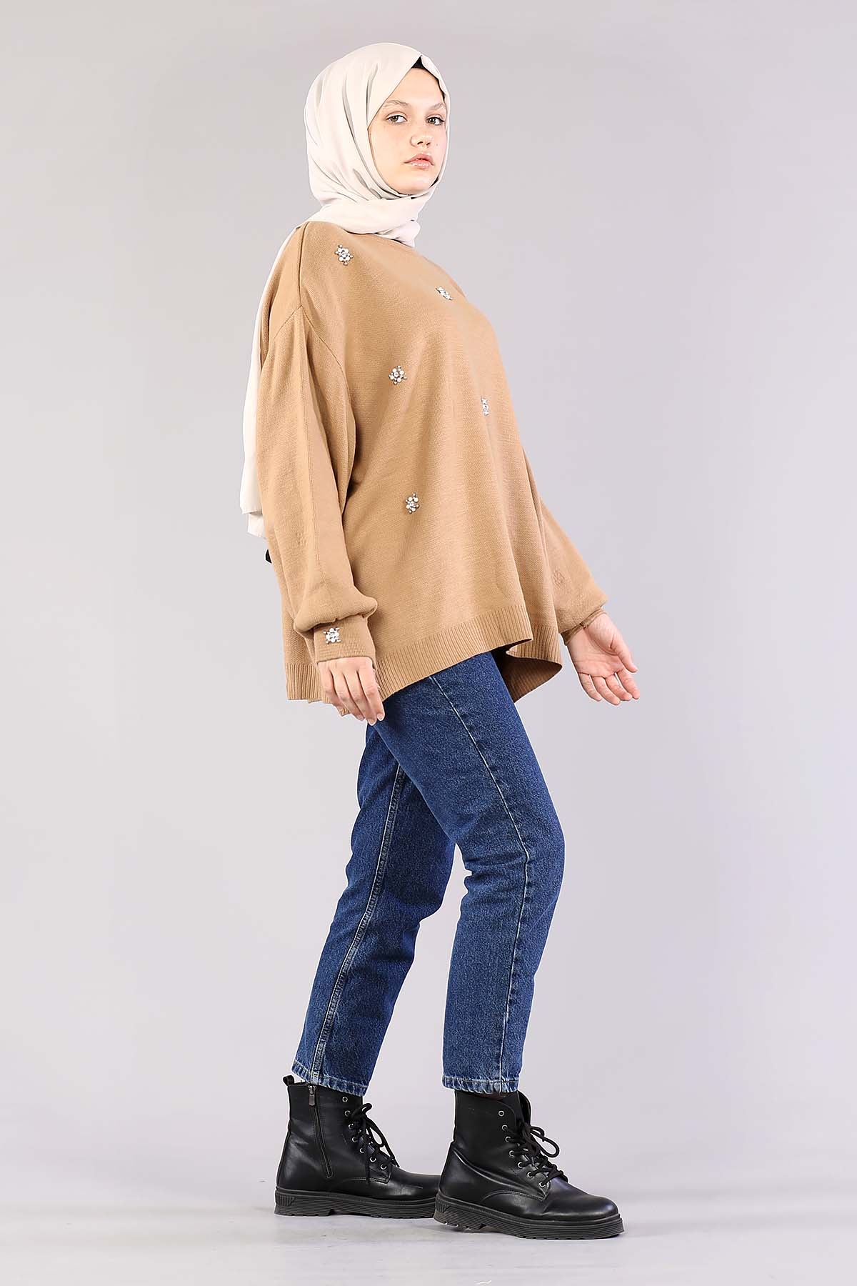 9433 Triko Tunik Tek - Camel - 3