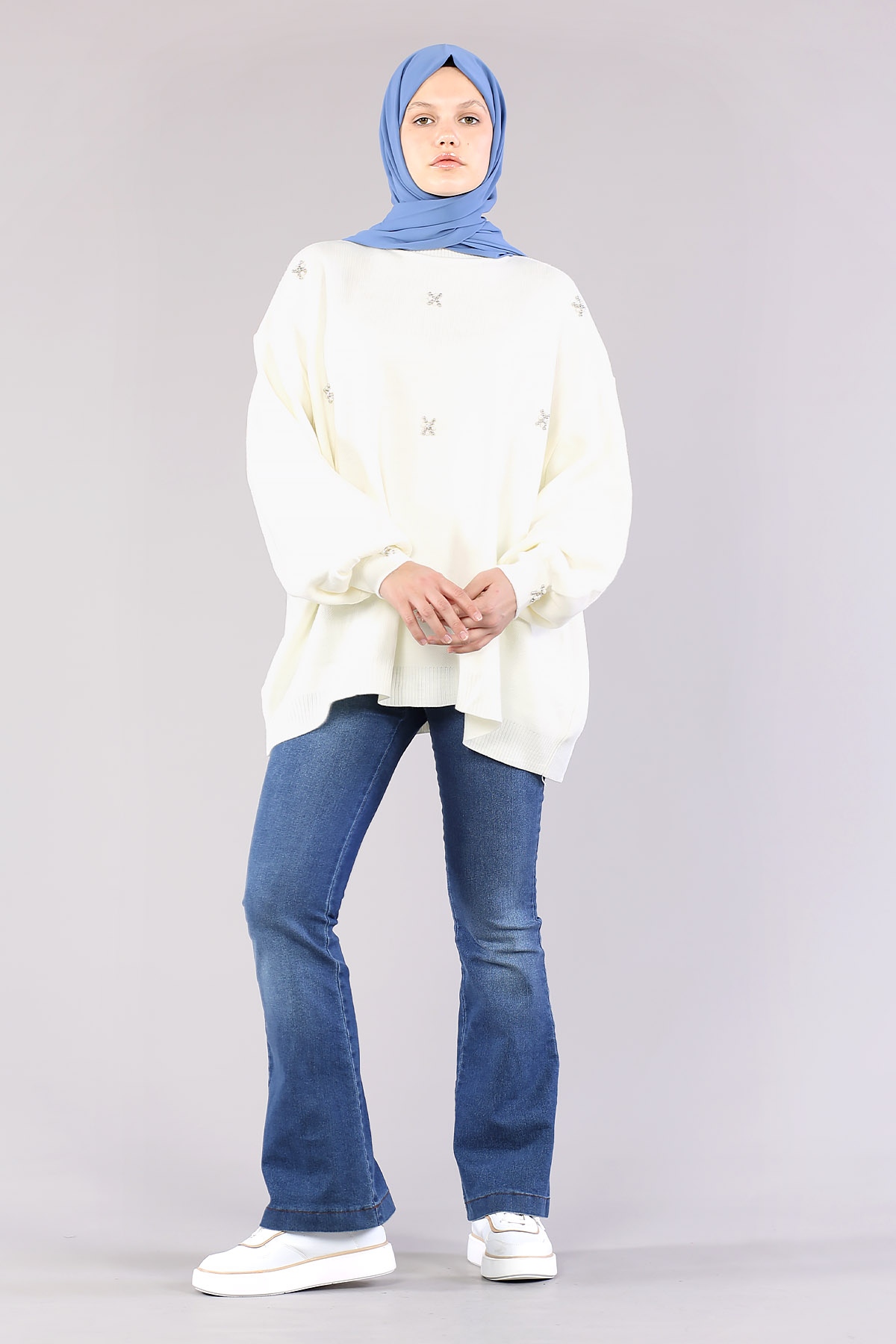 9433 Triko Tunik Tek - Ekru - 5