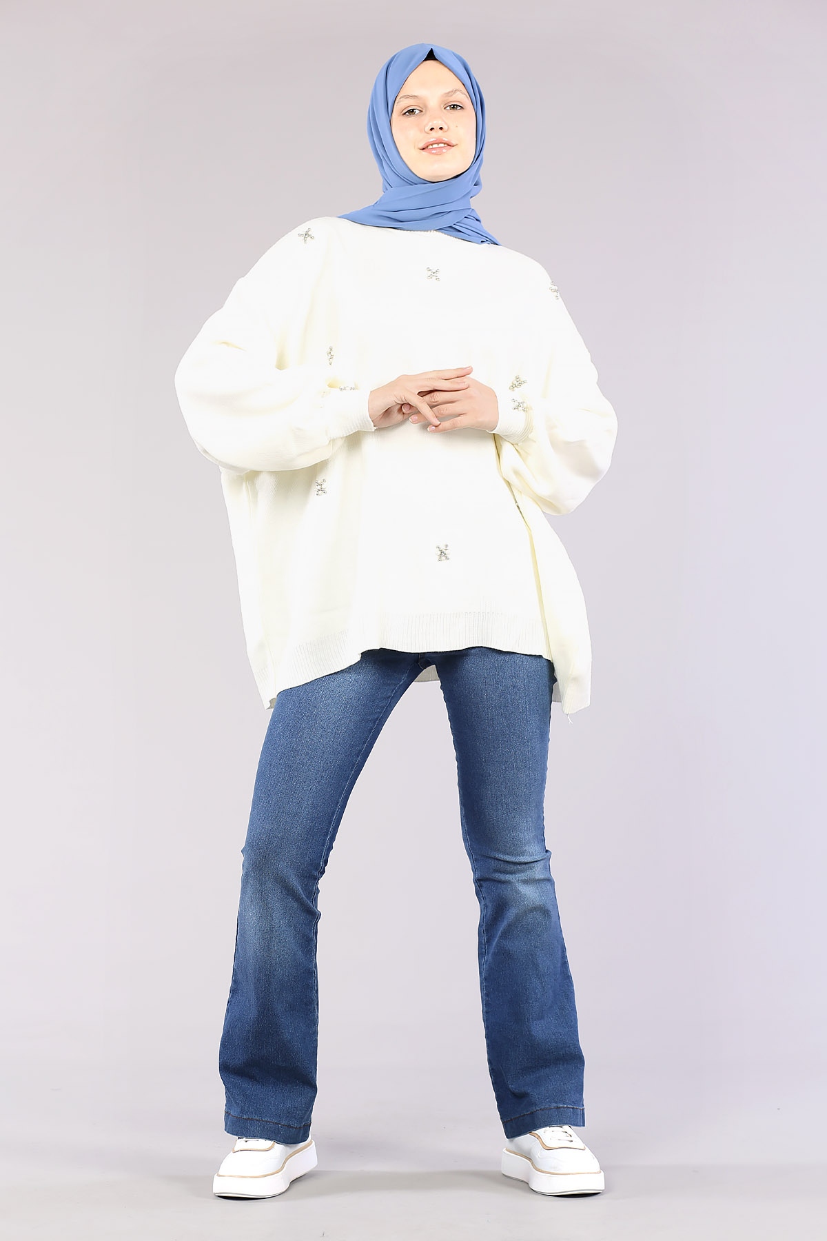 9433 Triko Tunik Tek - Ekru - 6