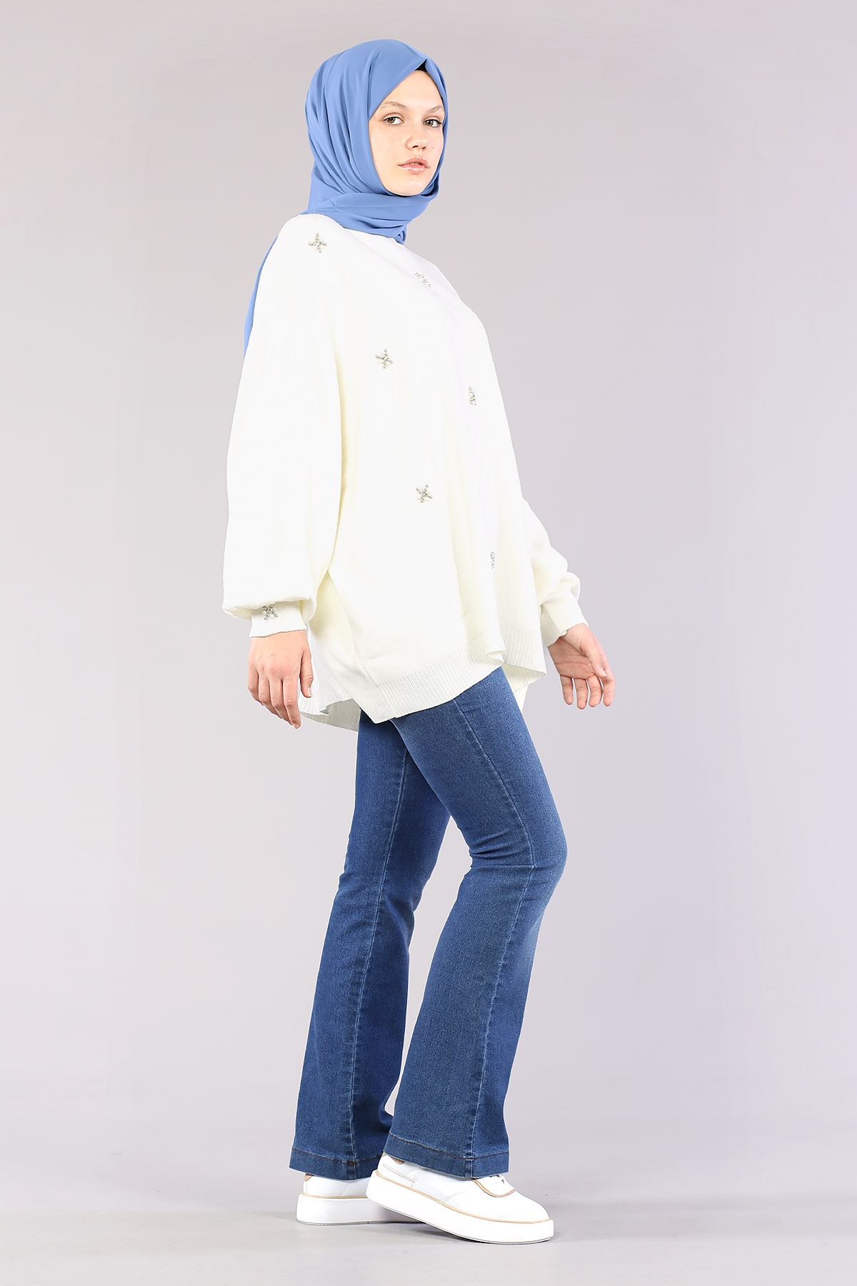 9433 Triko Tunik Tek - Ekru - 7