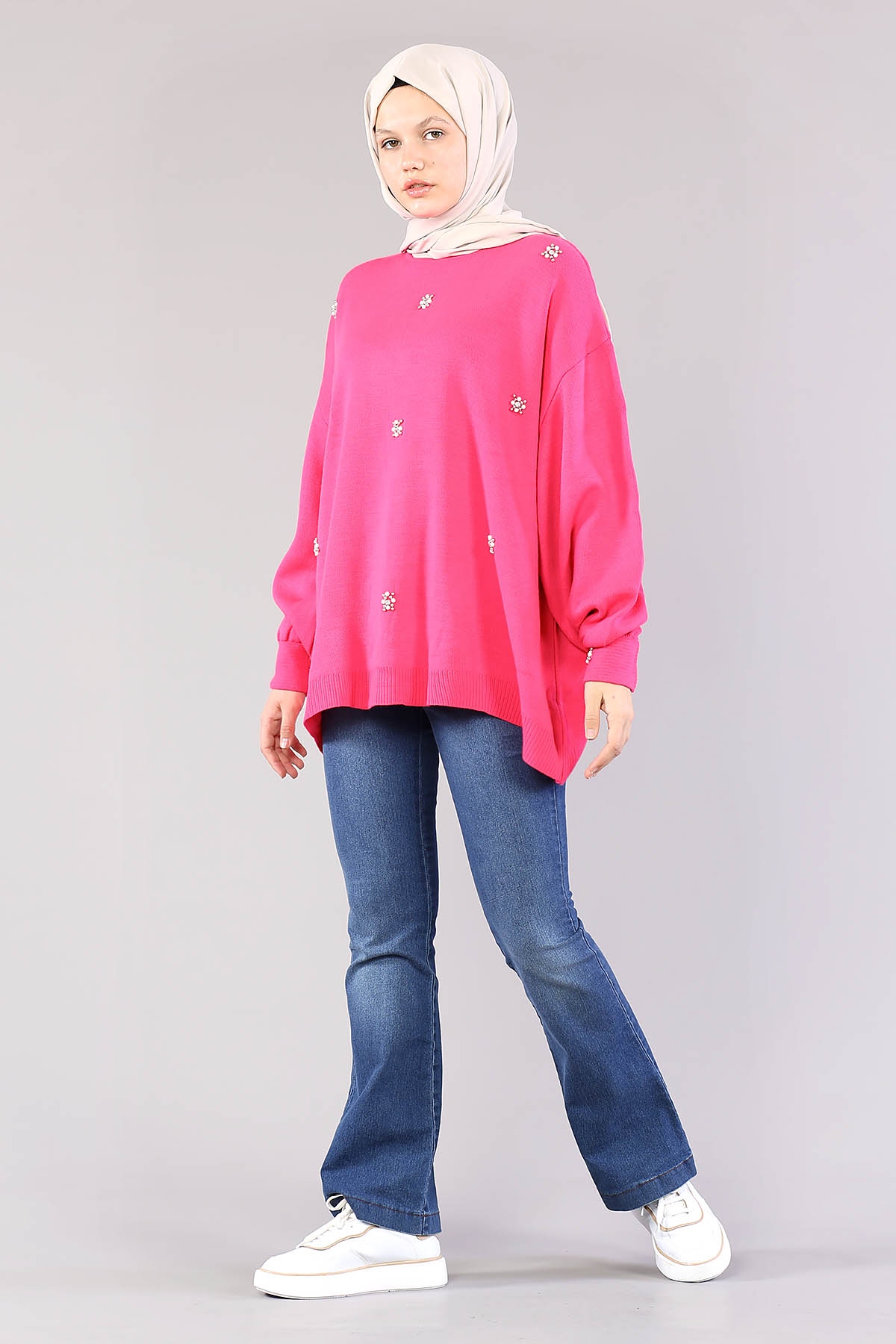 9433 Triko Tunik Tek - Fusya - 1