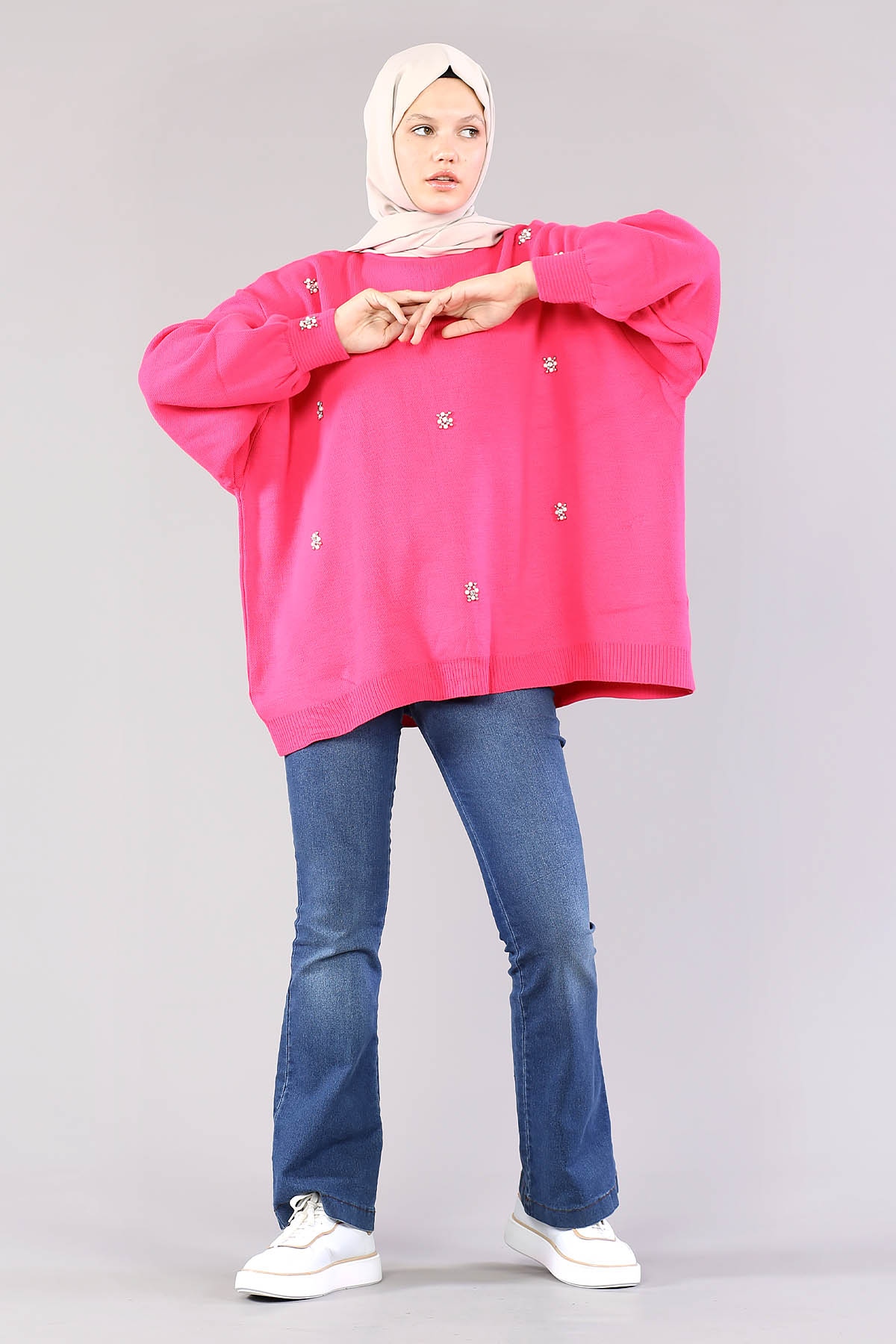 9433 Triko Tunik Tek - Fusya - 2