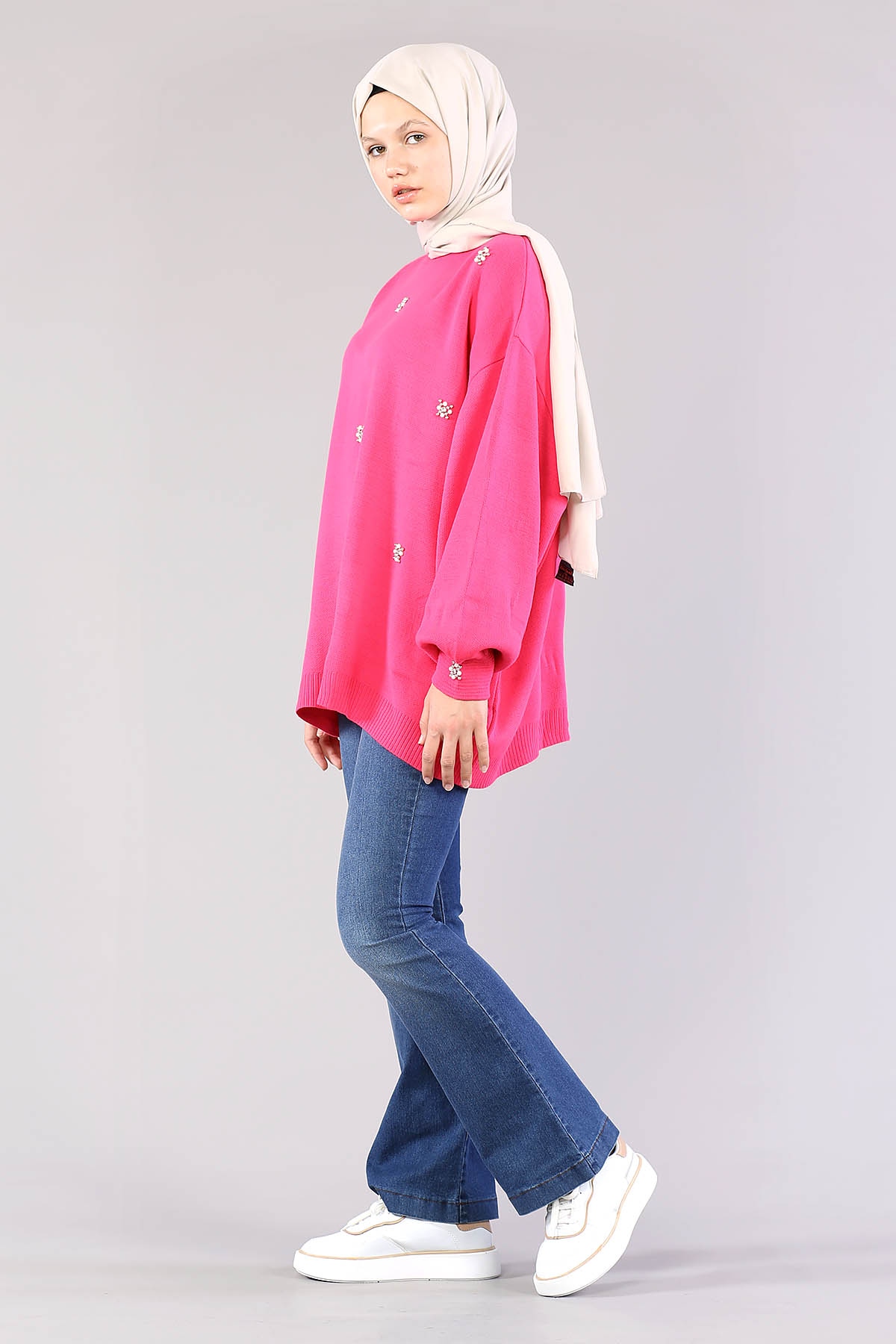 9433 Triko Tunik Tek - Fusya - 3