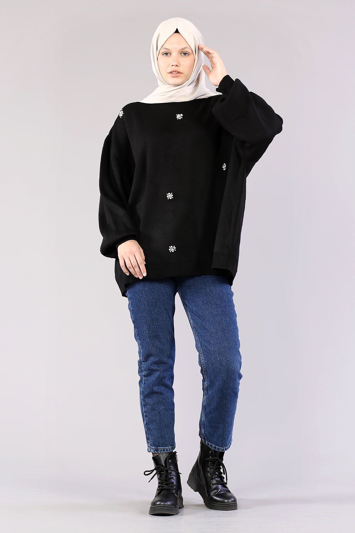 9433 Triko Tunik Tek - Siyah - 1