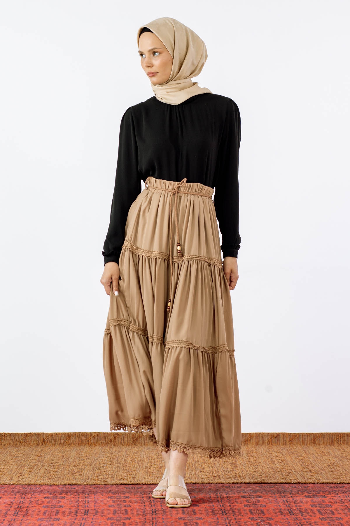 9473-00 Katli Etek Tek - Bej - 1