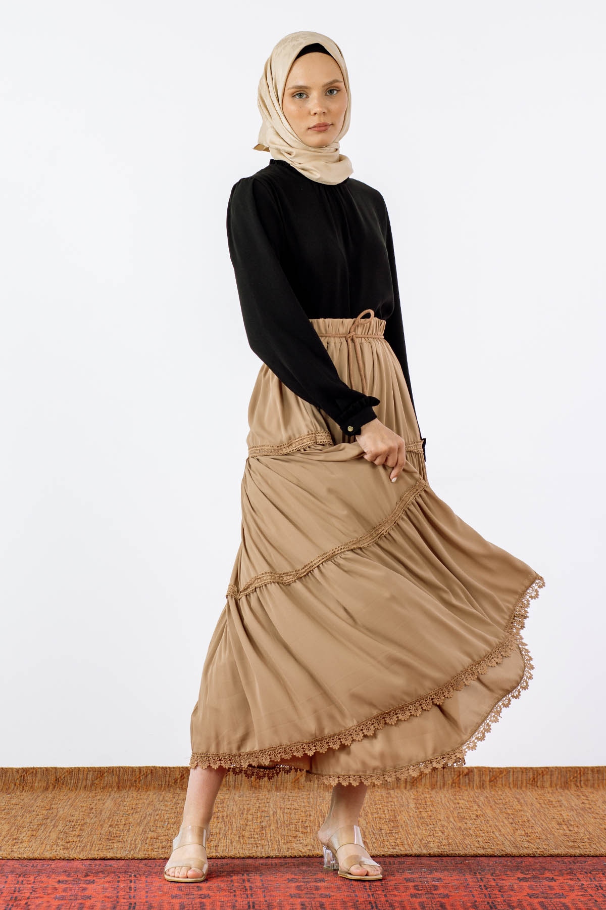 9473-00 Katli Etek Tek - Bej - 2