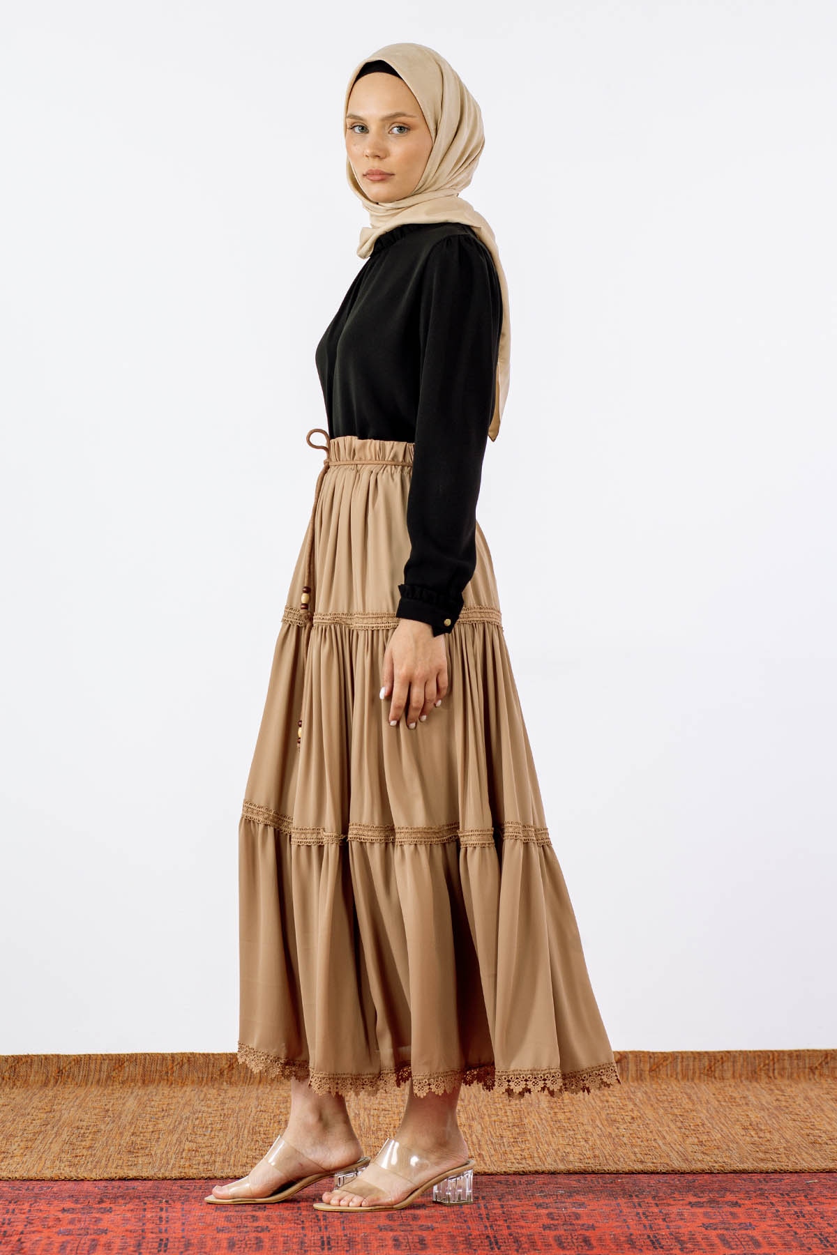 9473-00 Katli Etek Tek - Bej - 3