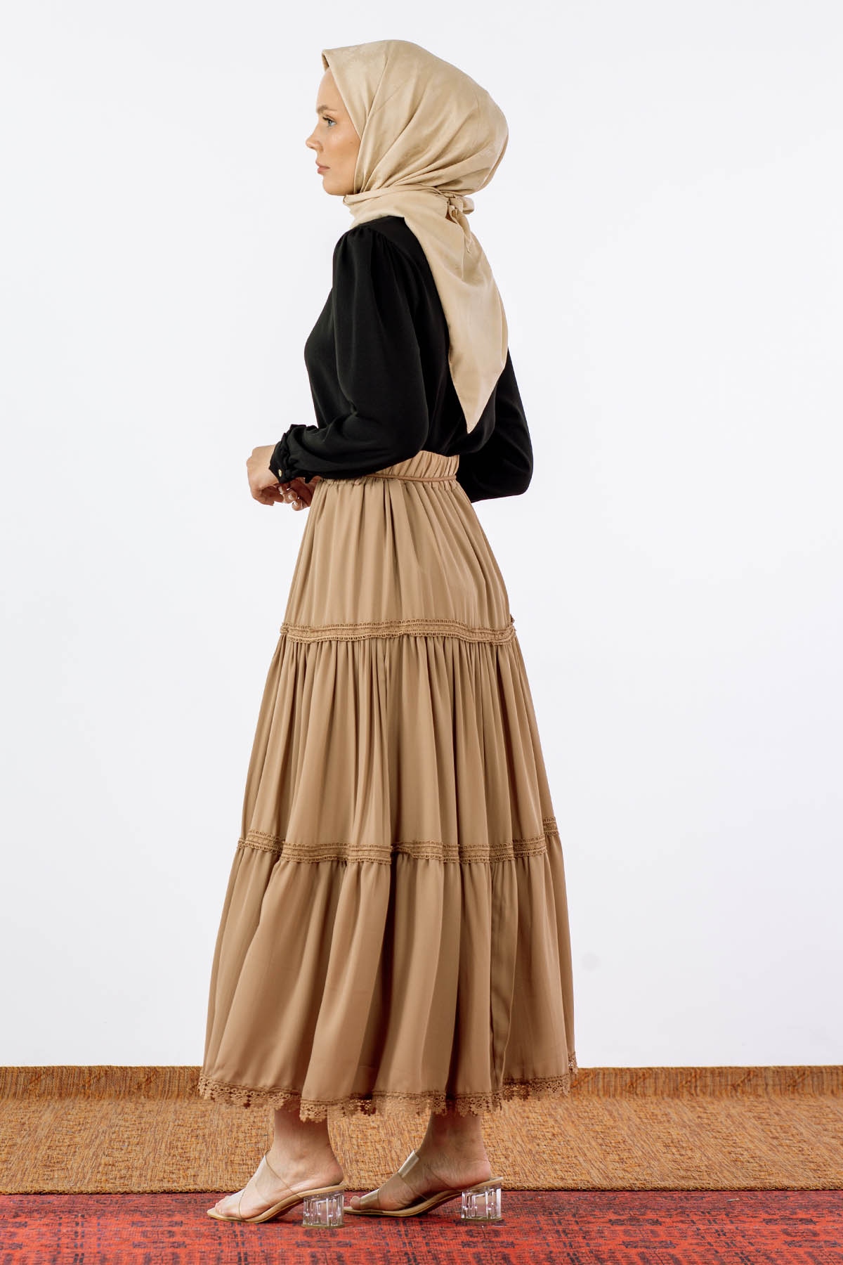 9473-00 Katli Etek Tek - Bej - 4