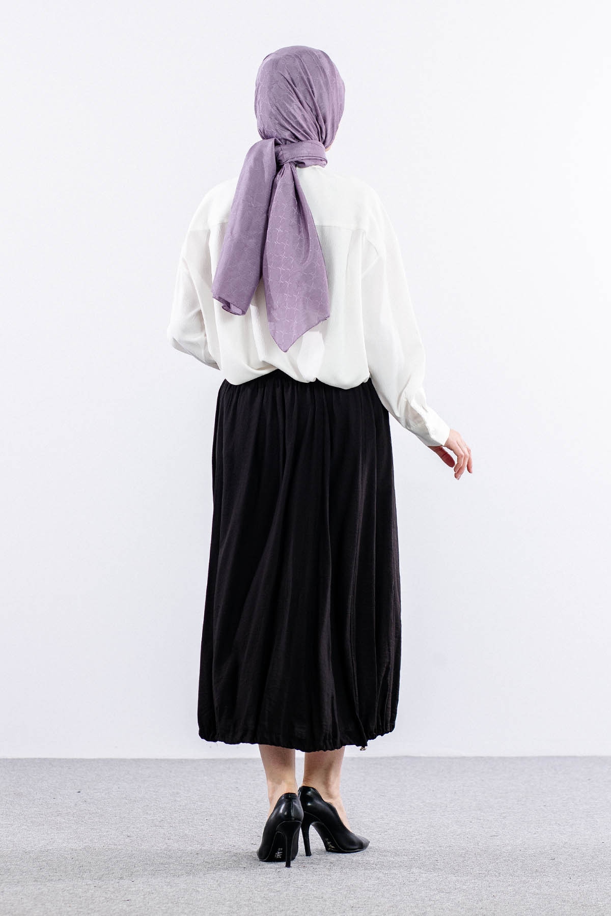 9483-00 Etek 36-42 Eteği Büzgü - Siyah - 4