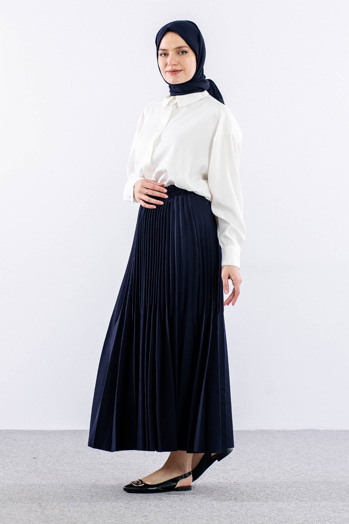 9499-00 Etek 36-42 Pliseli - Lacivert - 3