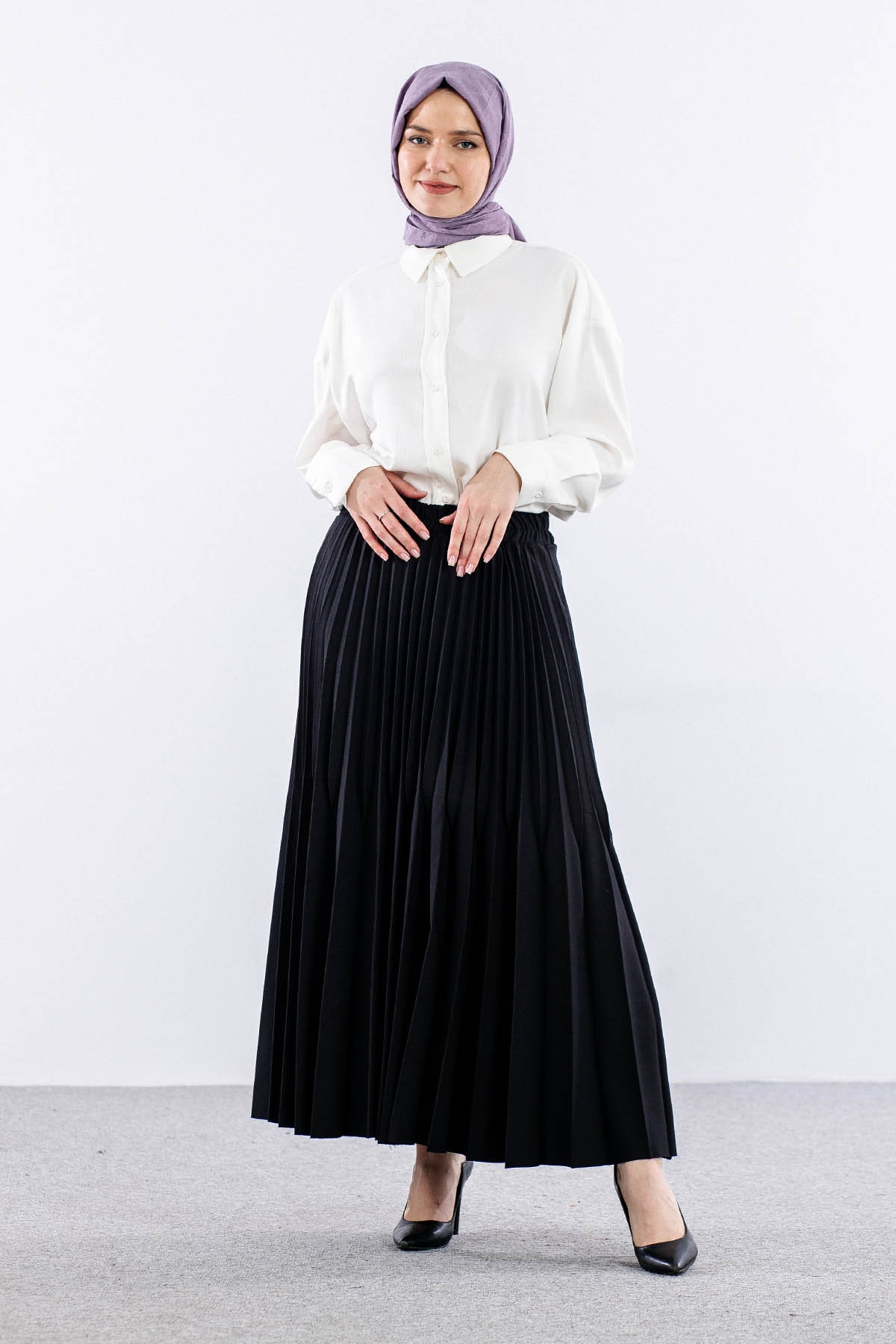 9499-00 Etek 36-42 Pliseli - Siyah - 1