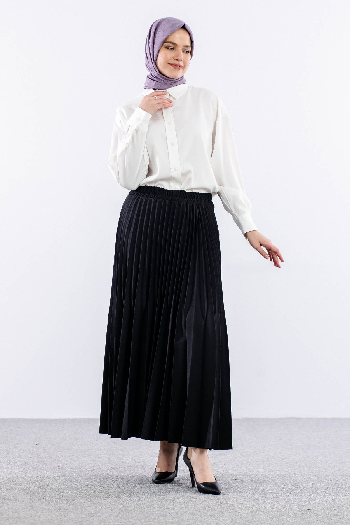 9499-00 Etek 36-42 Pliseli - Siyah - 2