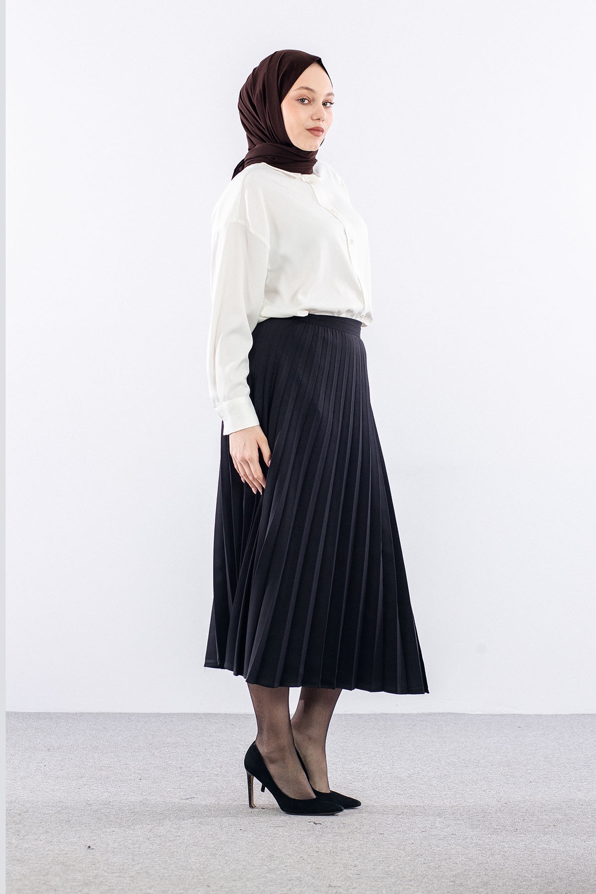 9549-00 Etek 38-42 Pli̇se Kusgozu - Siyah - 3