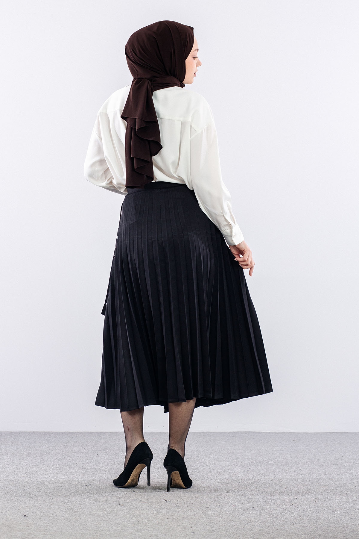 9549-00 Etek 38-42 Pli̇se Kusgozu - Siyah - 4