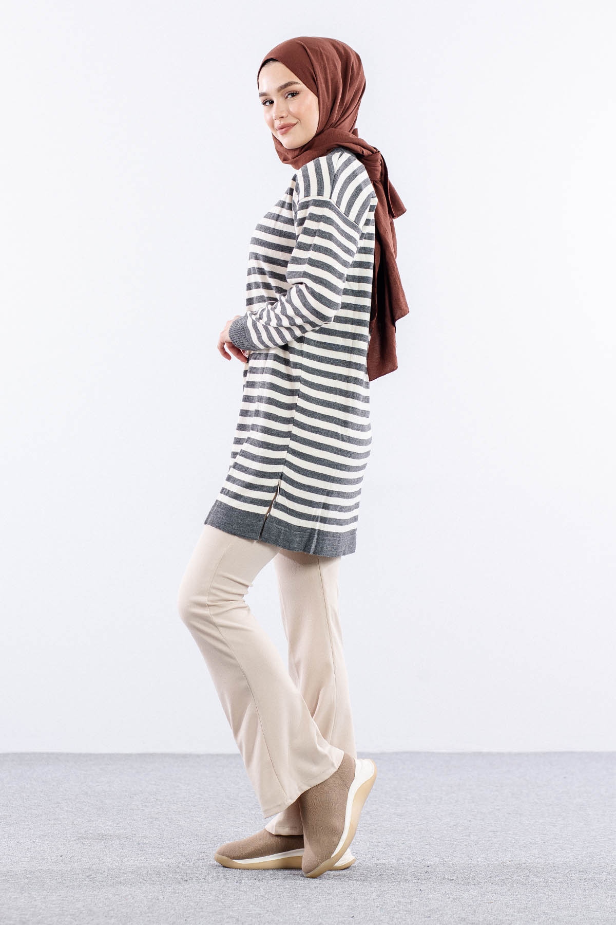 9566 Triko Tunik Tek Czg - Gri - 4