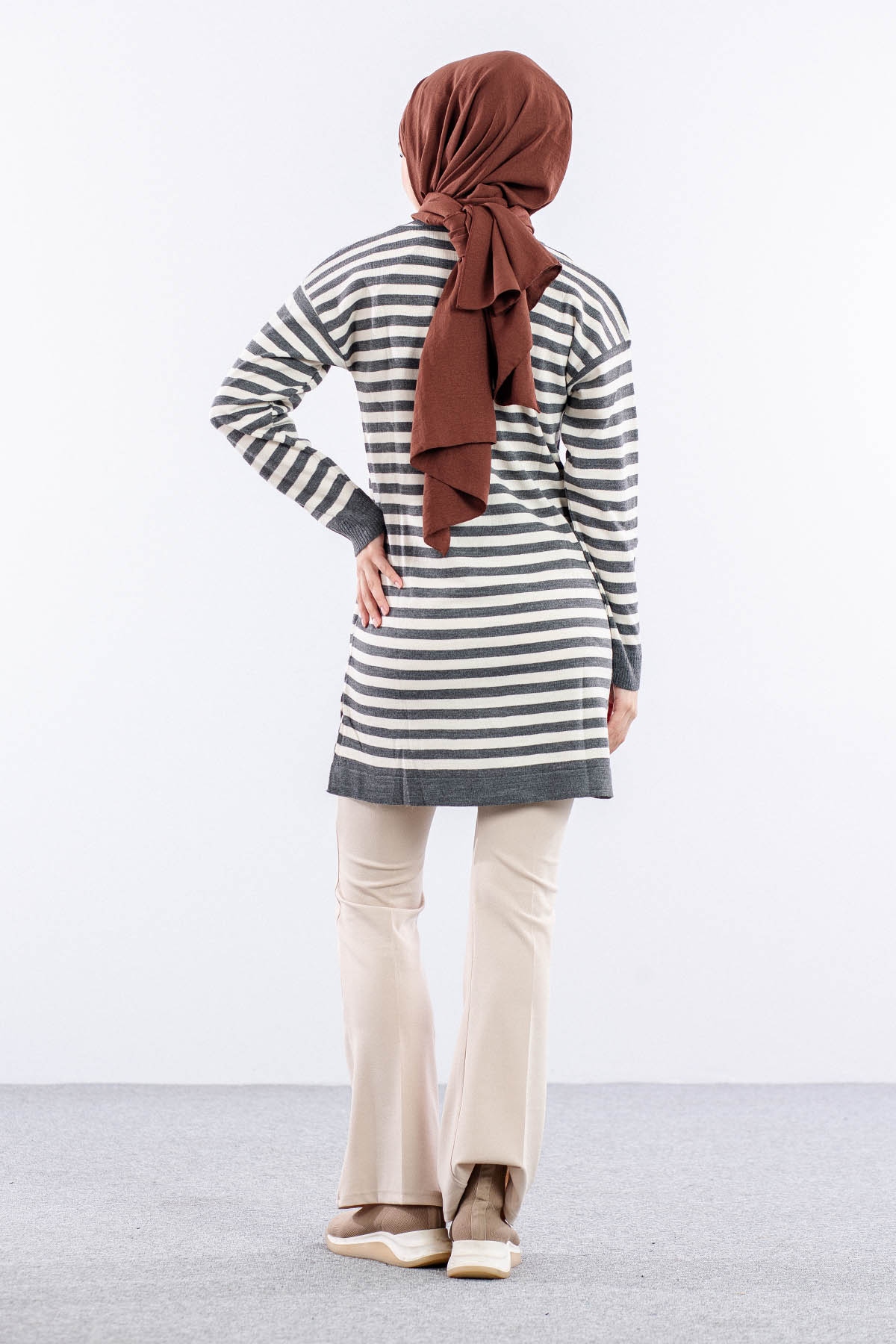 9566 Triko Tunik Tek Czg - Gri - 5