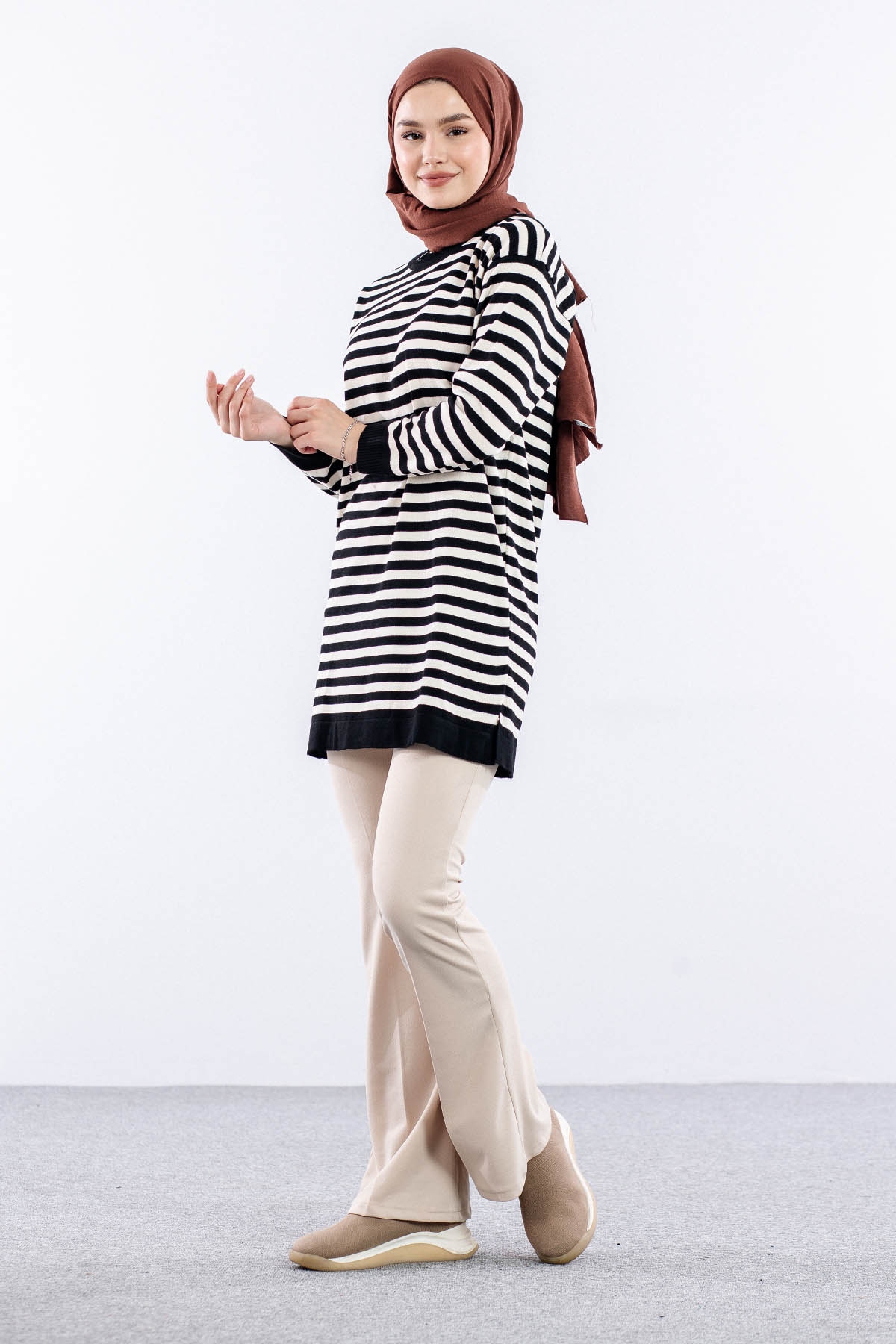 9566 Triko Tunik Tek Czg - Siyah_beyaz - 2