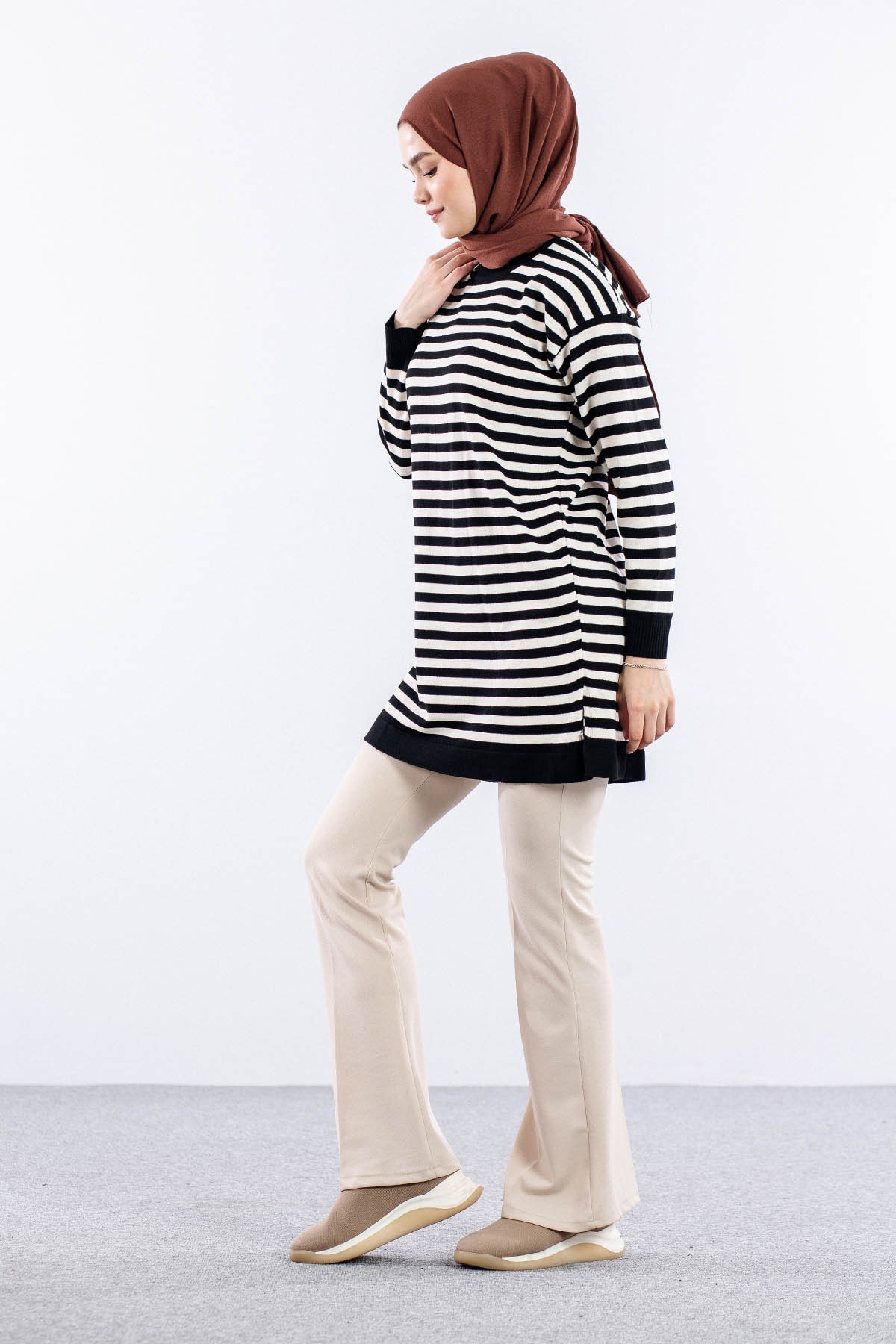 9566 Triko Tunik Tek Czg - Siyah_beyaz - 3