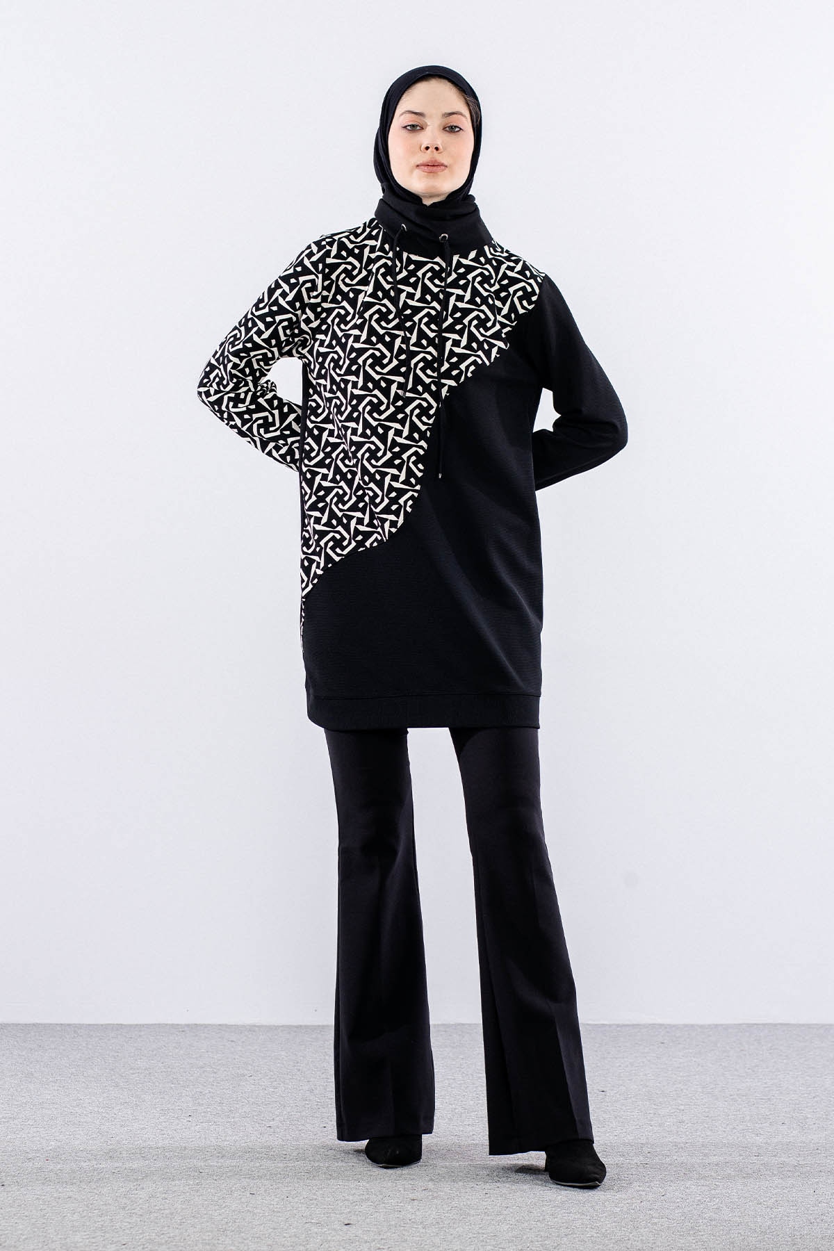 9617 Tunik 2-3-4-5 - Siyah_beyaz - 1