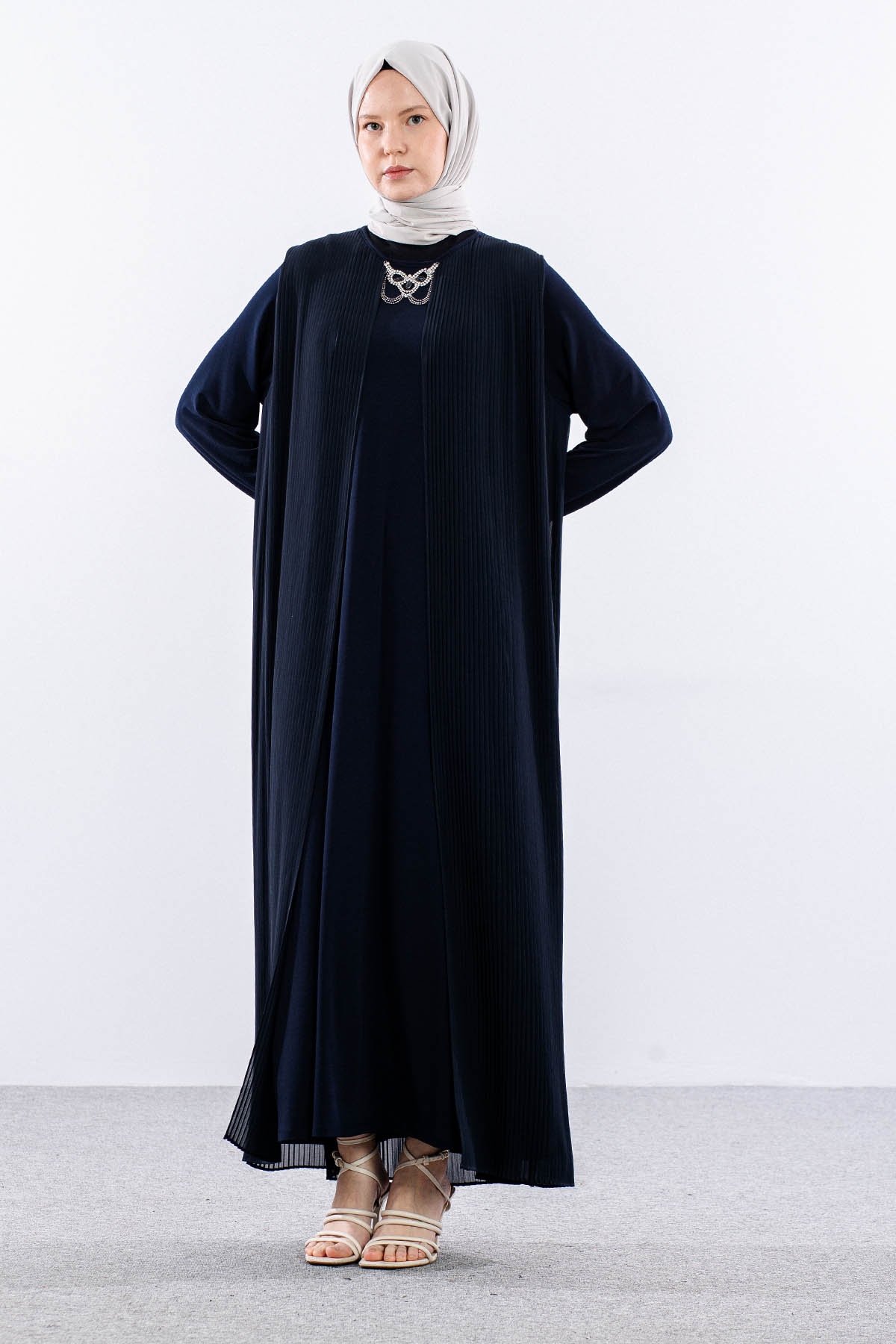 9944 Elbise 4-5-6-7 Pliseli - Lacivert - 2
