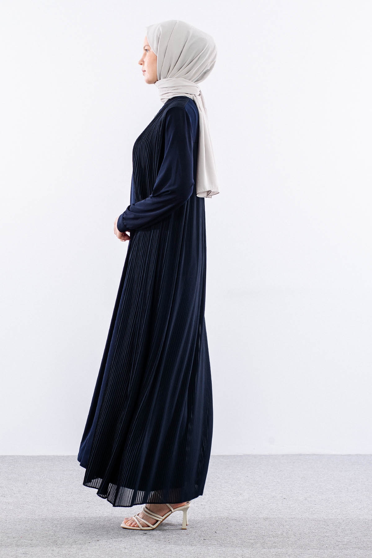 9944 Elbise 4-5-6-7 Pliseli - Lacivert - 4