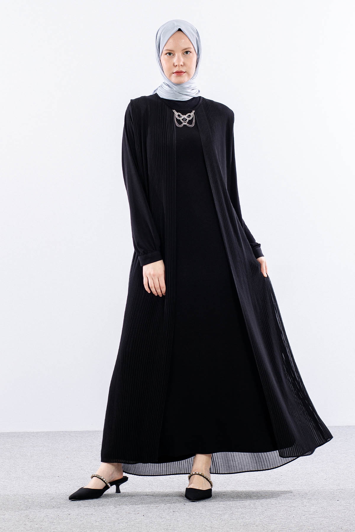 9944 Elbise 4-5-6-7 Pliseli - Siyah - 3